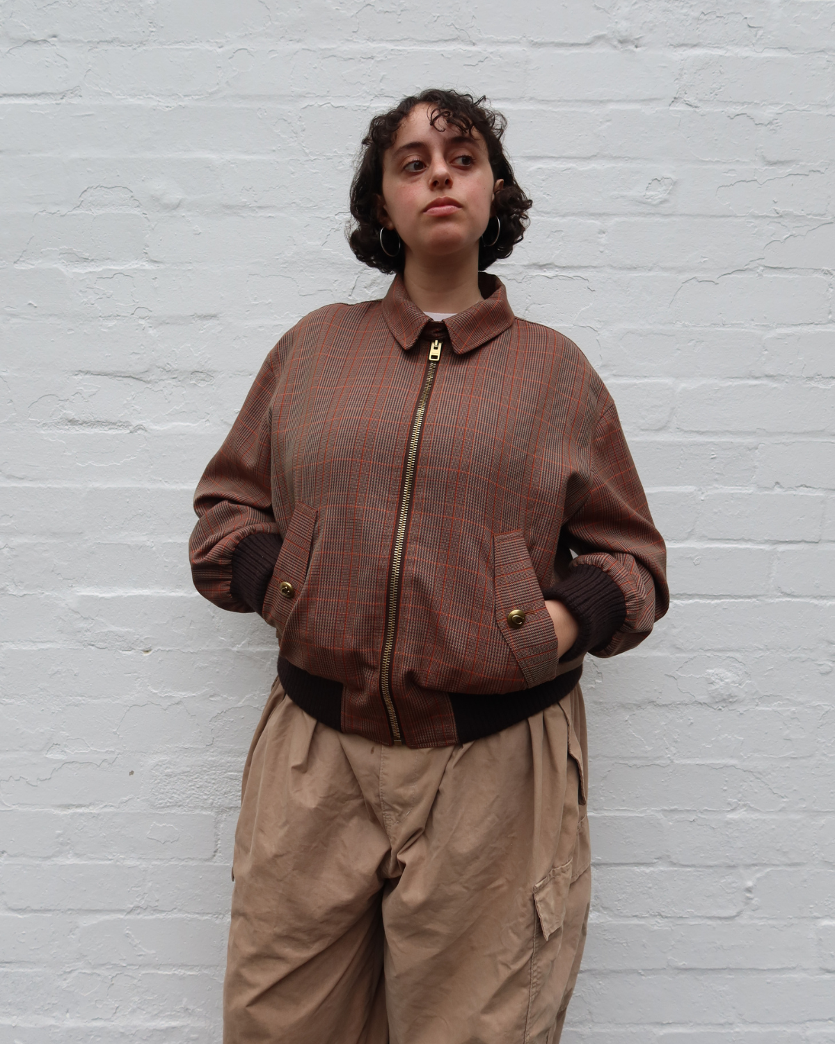 COACH Wool Blend Plaid Blouson Jacket