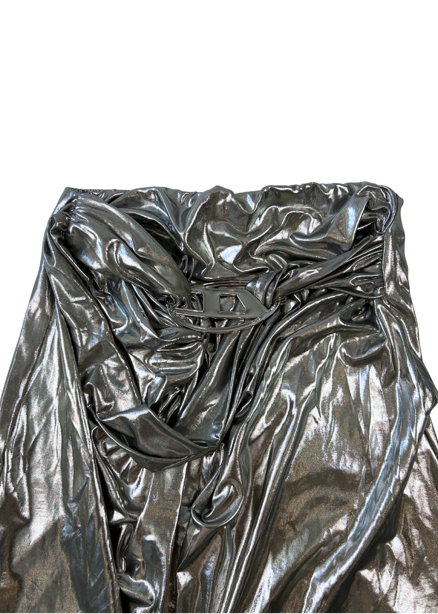 DIESEL (BNWT) 'Melt Gonna' Silver Belt Midi Skirt