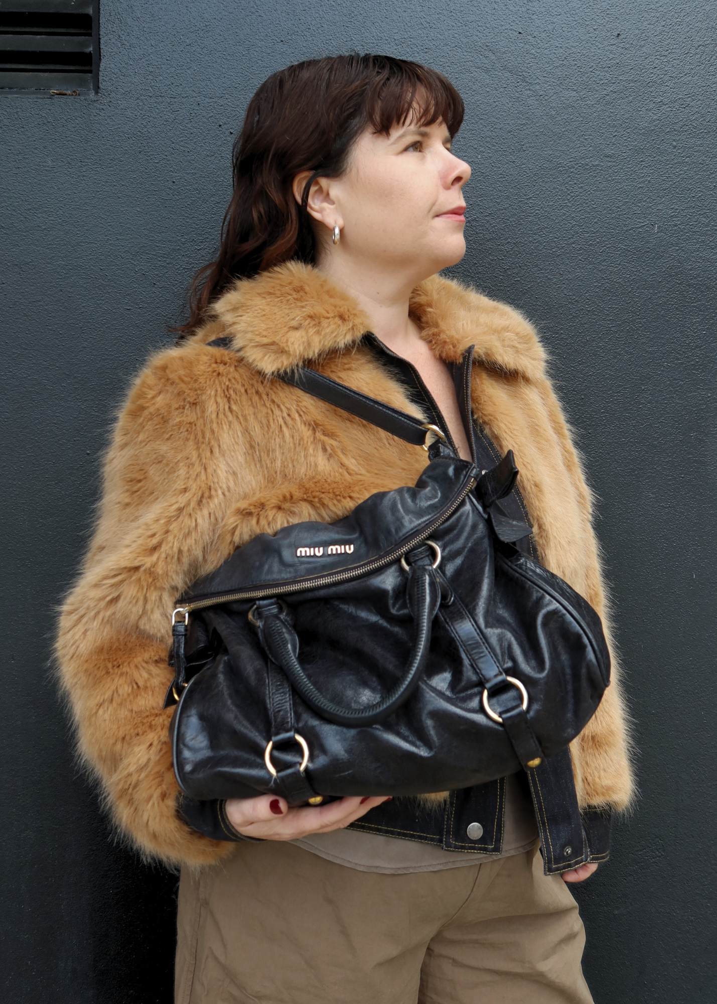 MIU MIU (AS IS) Vitello Leather Bow Bag W/ Gold Hardware