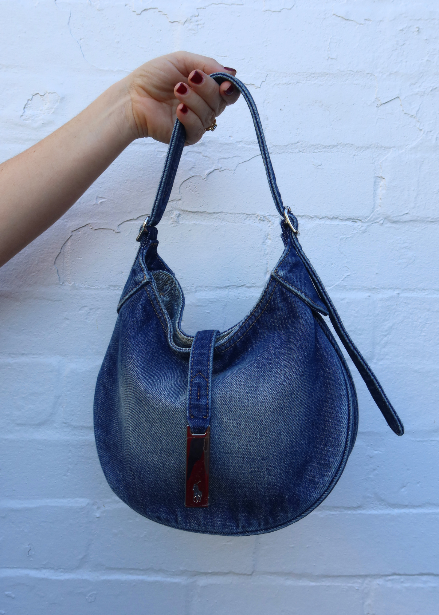 POLO BY RALPH LAUREN Denim Hobo 'ID Mini Bag' W/ Crossbody Strap