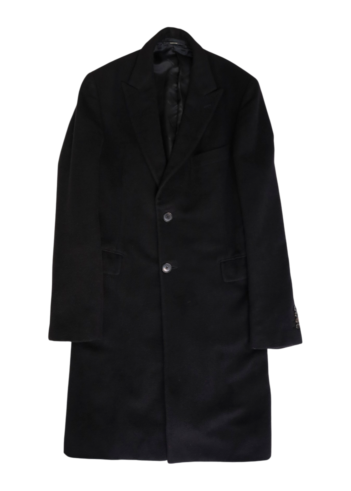 HERMES Vintage Black Cashmere Classic Mid Coat