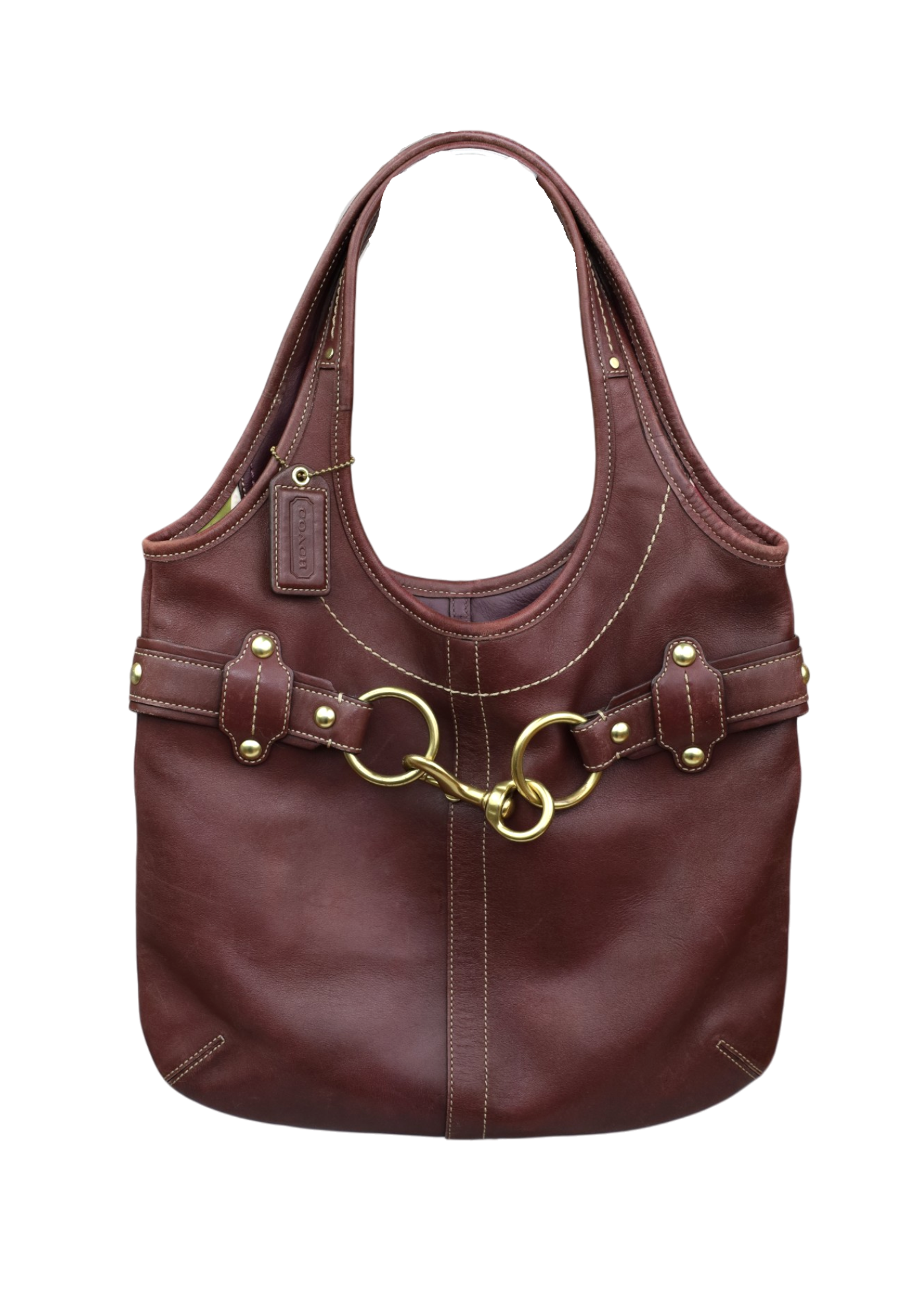 COACH Deep Purple Leather Gold Horsebit Bag