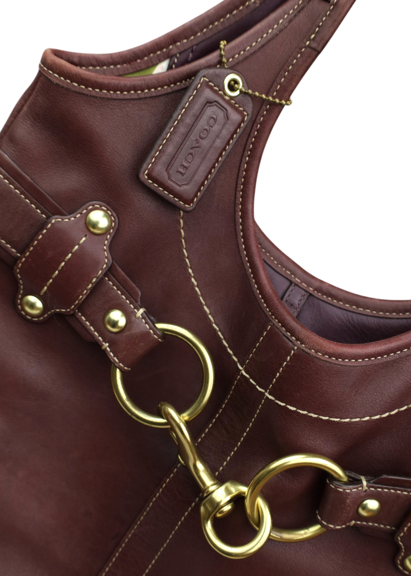 COACH Deep Purple Leather Gold Horsebit Bag