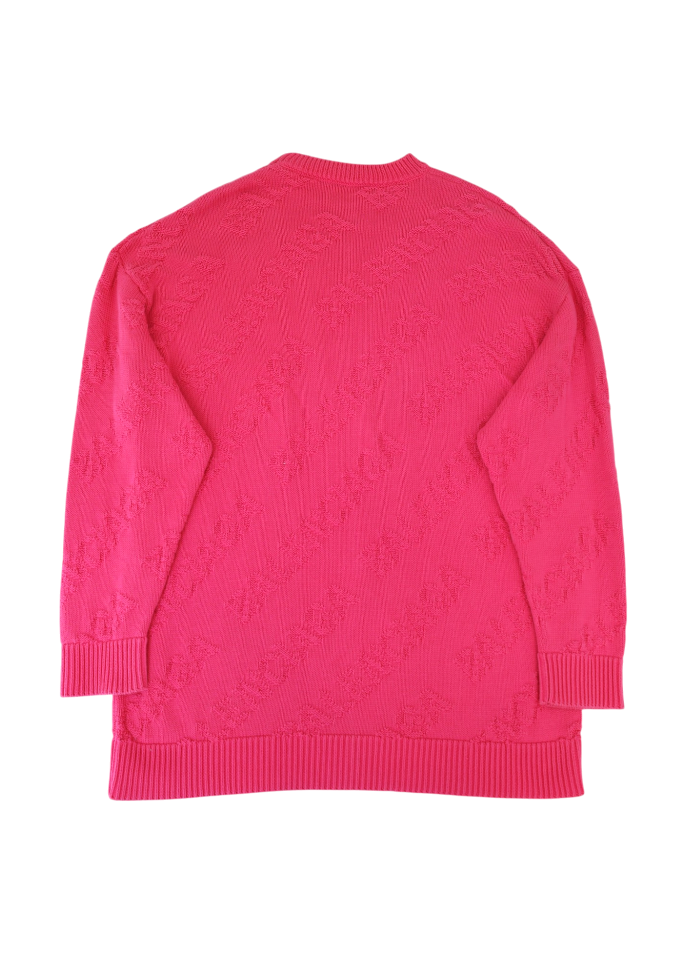 BALENCIAGA (AS IS) Pink Cotton Logo Jacquard Crewneck