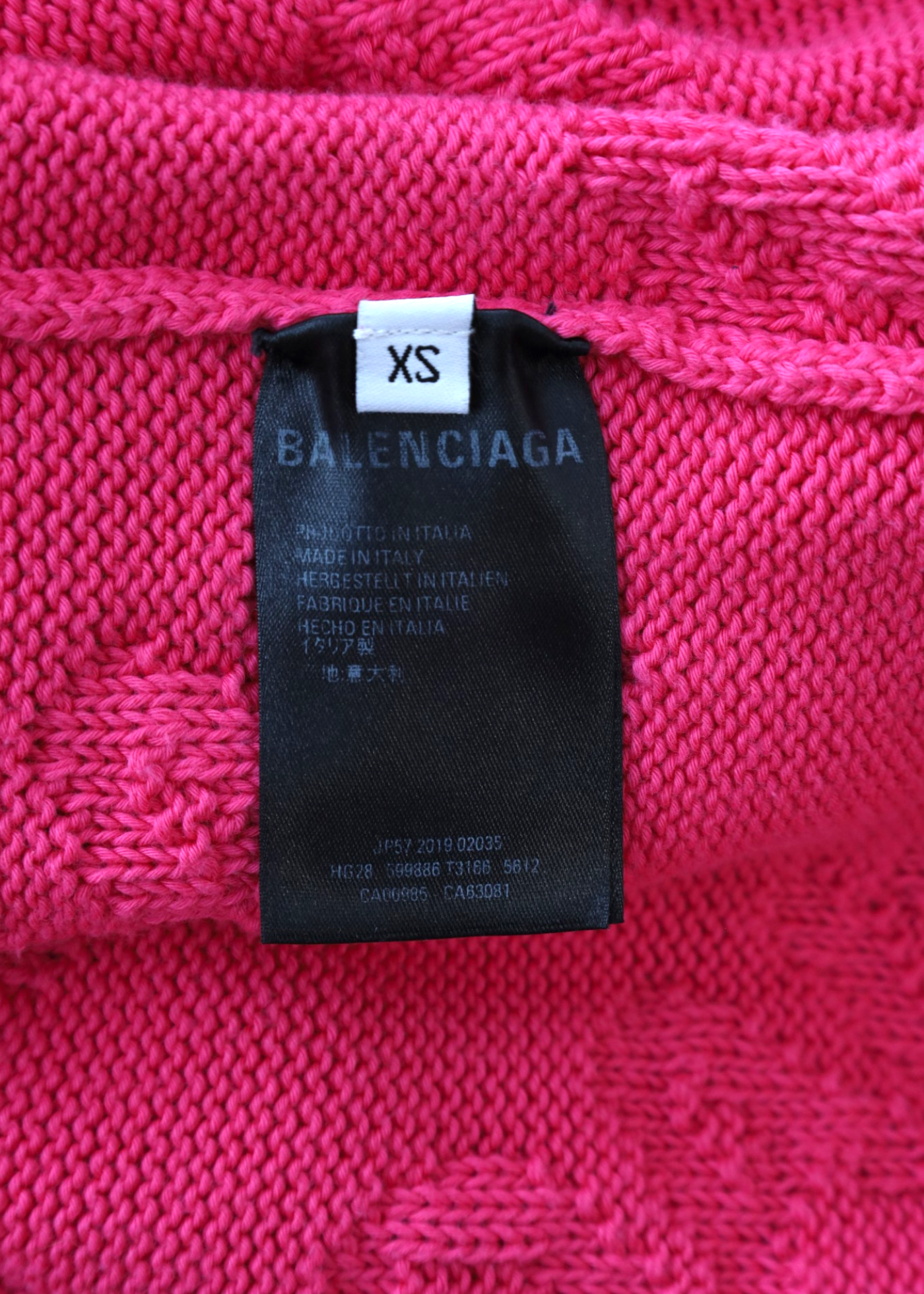 BALENCIAGA (AS IS) Pink Cotton Logo Jacquard Crewneck