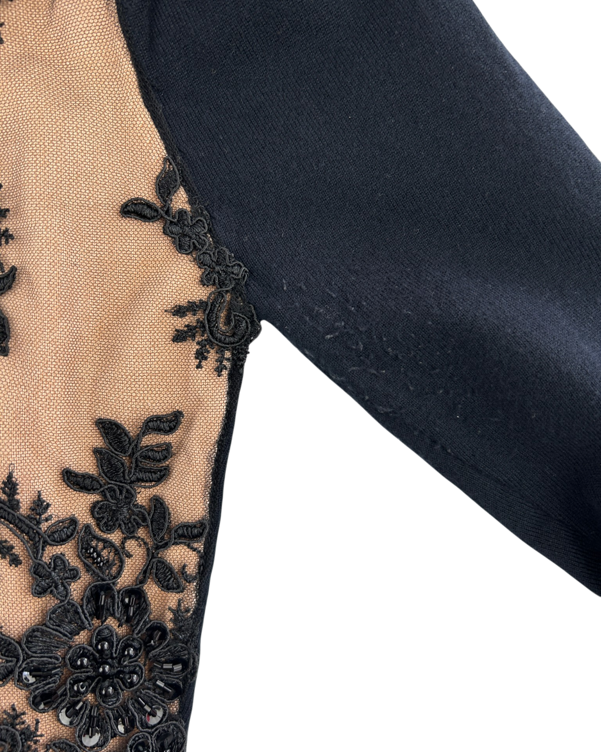 WHEELS & DOLLBABY (AS IS) Vintage Embroidered Mesh Overlay Cardi