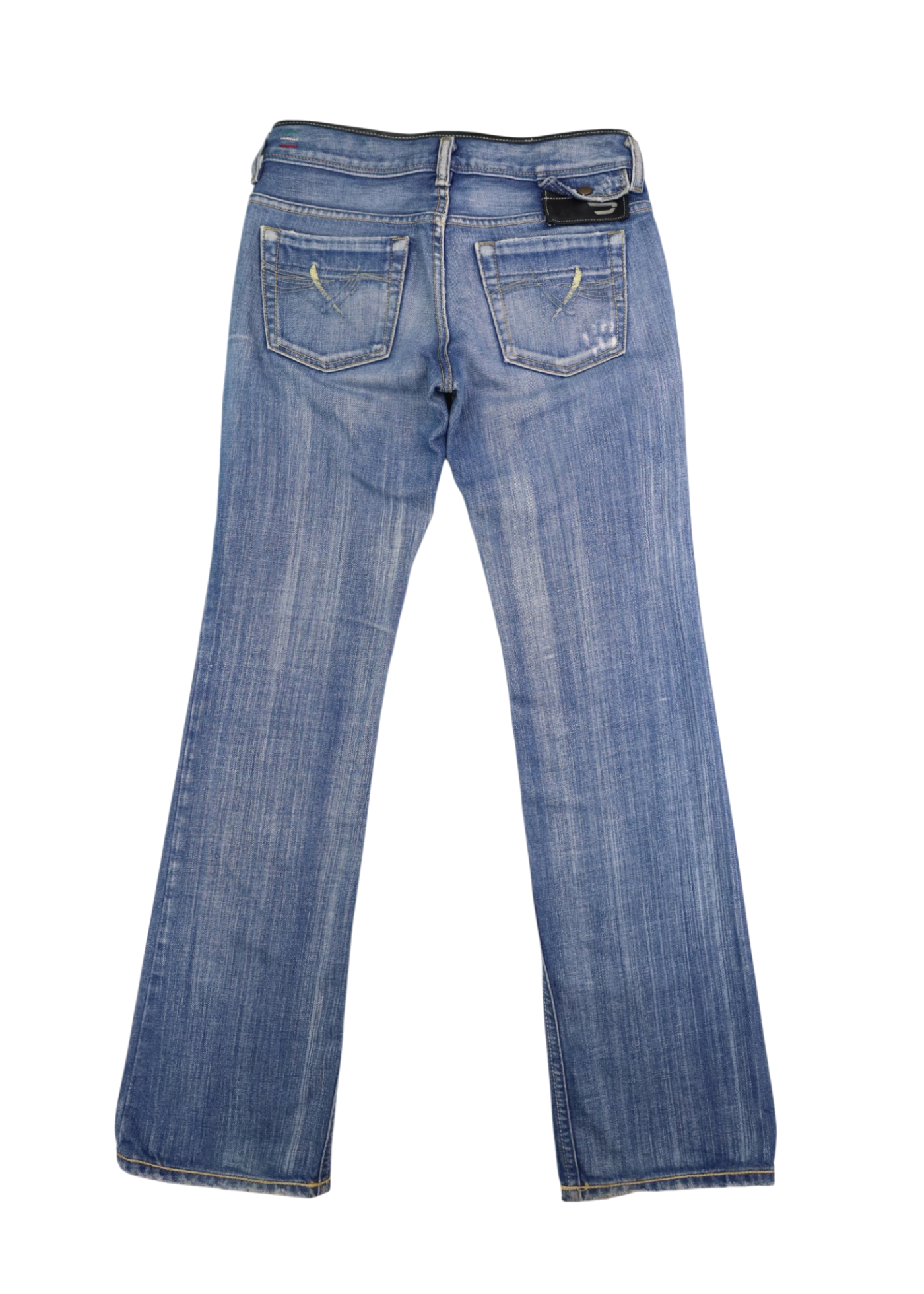 DIESEL VINTAGE Lightwash 'Bebel' Straight Leather Waist Piping Jean