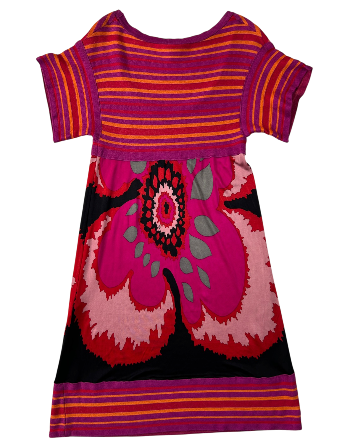 MISSONI Striped Floral Knit Bodice Midi