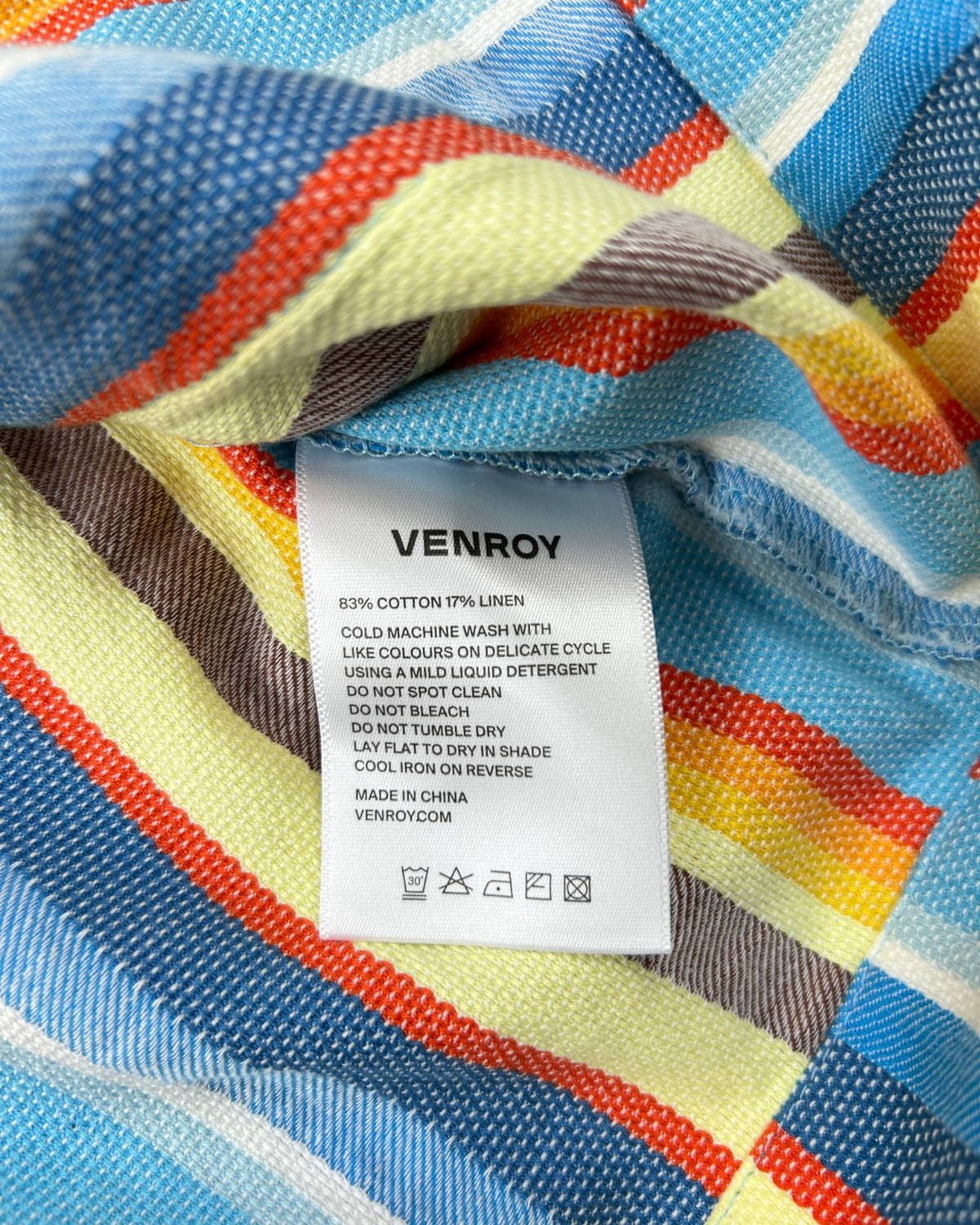 VENROY (NWT) Woven Stripe Open Neck Polo