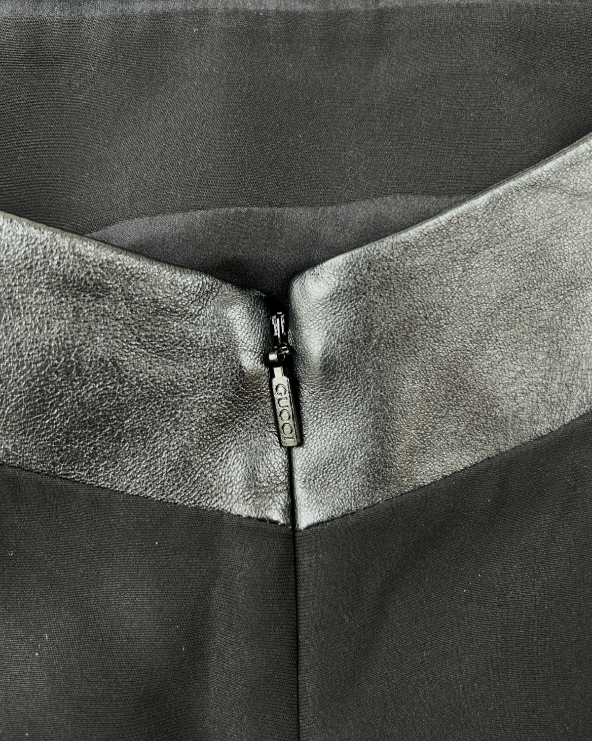 GUCCI Pre Fall 2014 Silk/Leather Halter Cross Back Mini Dress