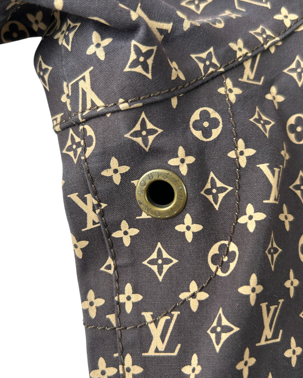 LOUIS VUITTON (AS IS) Khaki/Monogram Reversible Parka W/ Hood