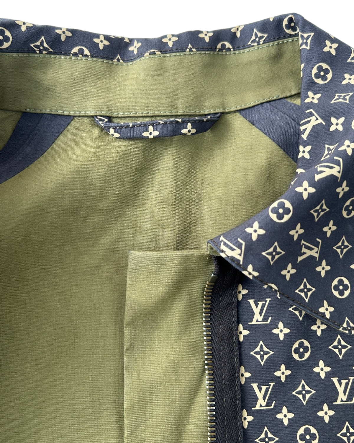 LOUIS VUITTON (AS IS) Khaki/Monogram Reversible Parka W/ Hood