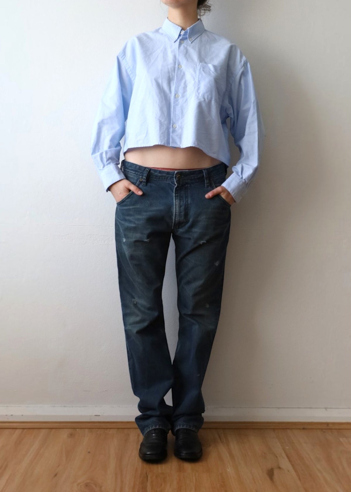 DIESEL Washed Distressed Dark Straight Jeans