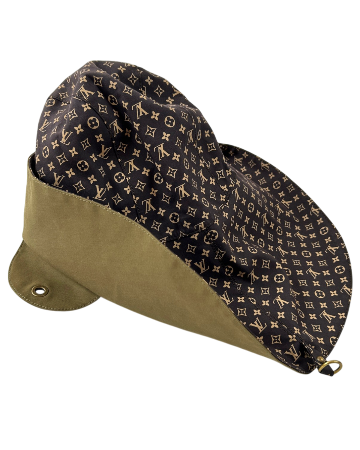 LOUIS VUITTON (AS IS) Khaki/Monogram Reversible Parka W/ Hood