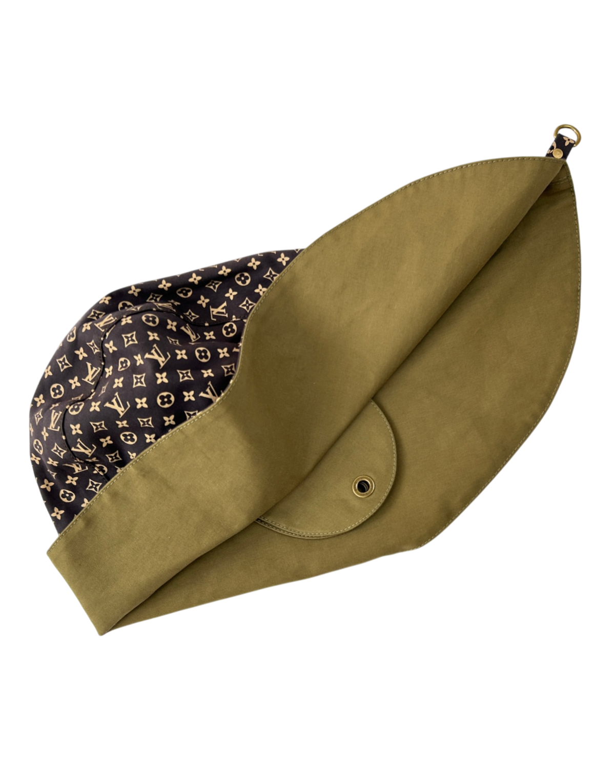 LOUIS VUITTON (AS IS) Khaki/Monogram Reversible Parka W/ Hood