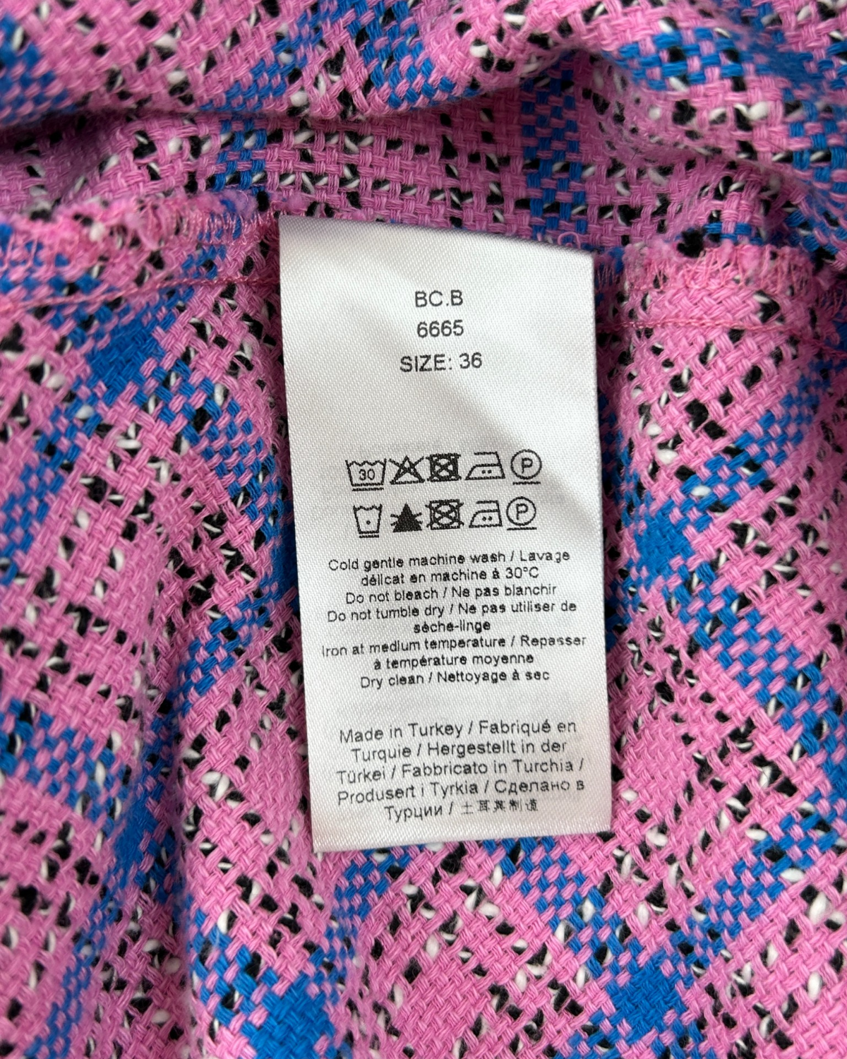 GANNI Tartan Bubble Sleeve Mini Dress