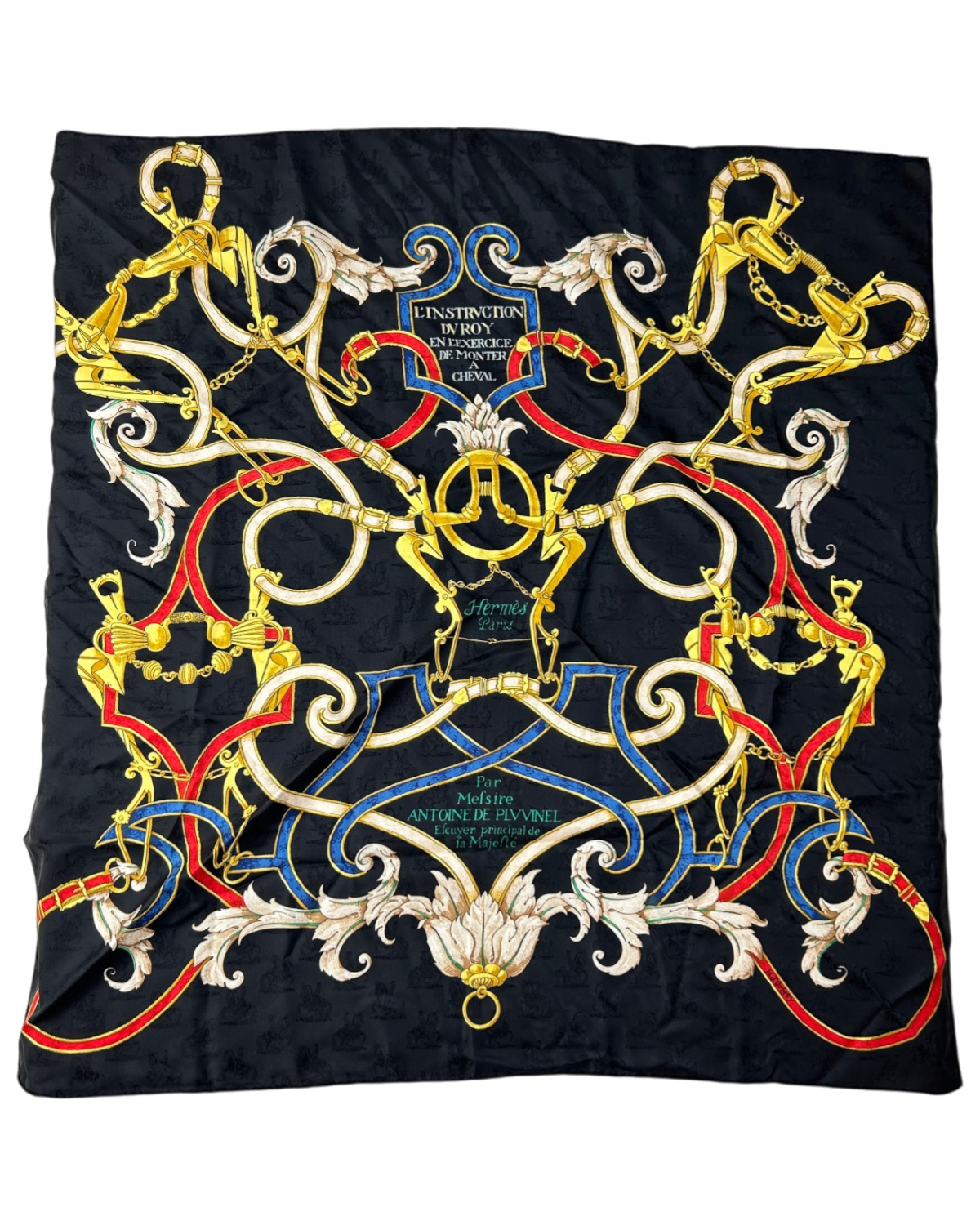 HERMES 1994 'L'Instruction du Roy' Jacquard Silk Scarf