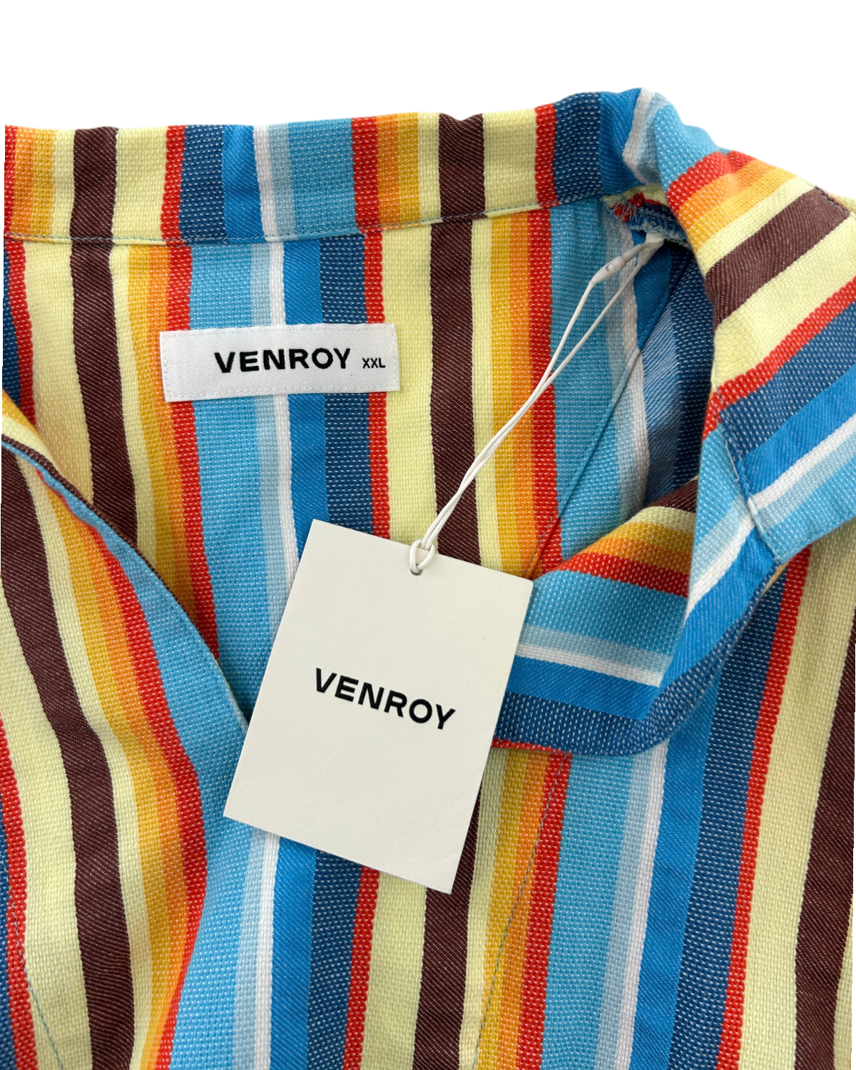 VENROY (NWT) Woven Stripe Open Neck Polo