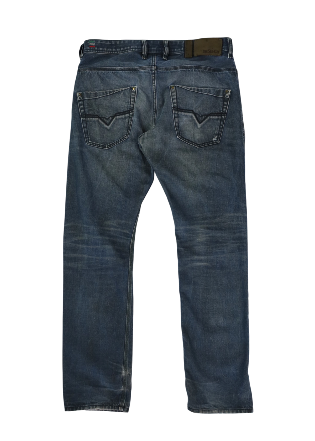 DIESEL Washed Distressed Dark Straight Jeans