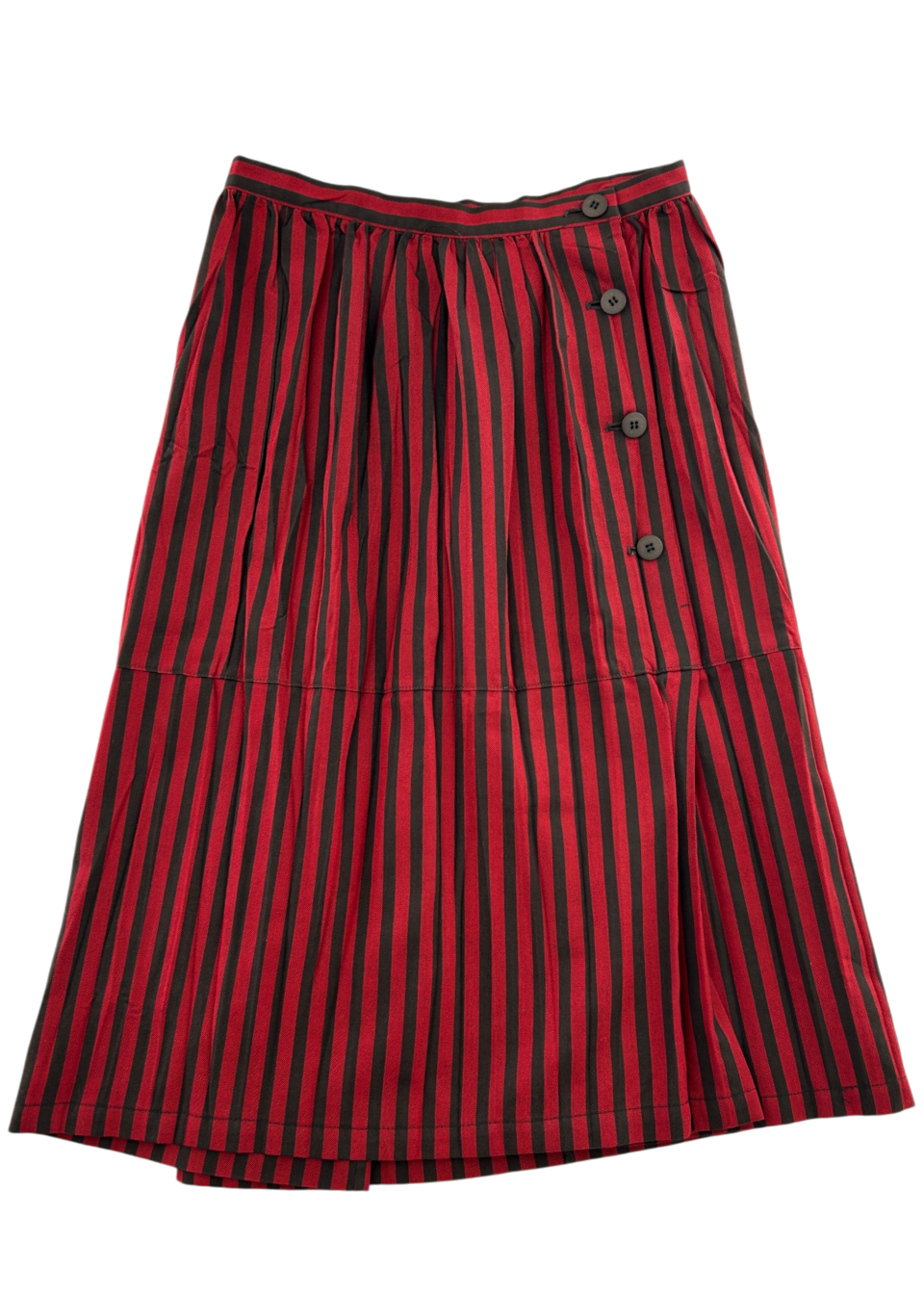 ISSEY MIYAKE (AS IS) Wool Blend Button Front Pleat Midi Skirt