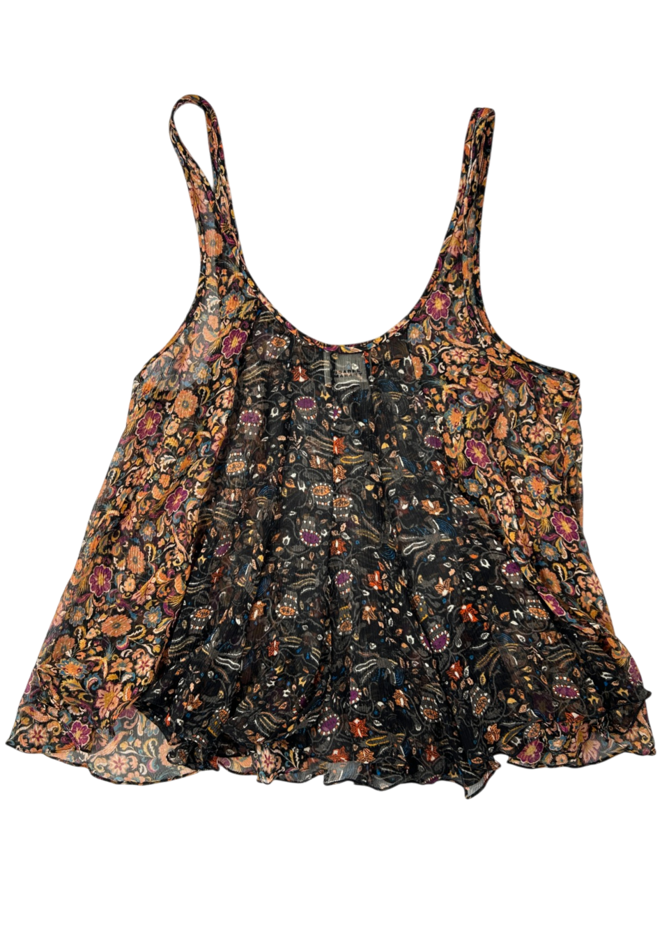 ISABEL MARANT Patchwork Floral Silk Sheer Tank