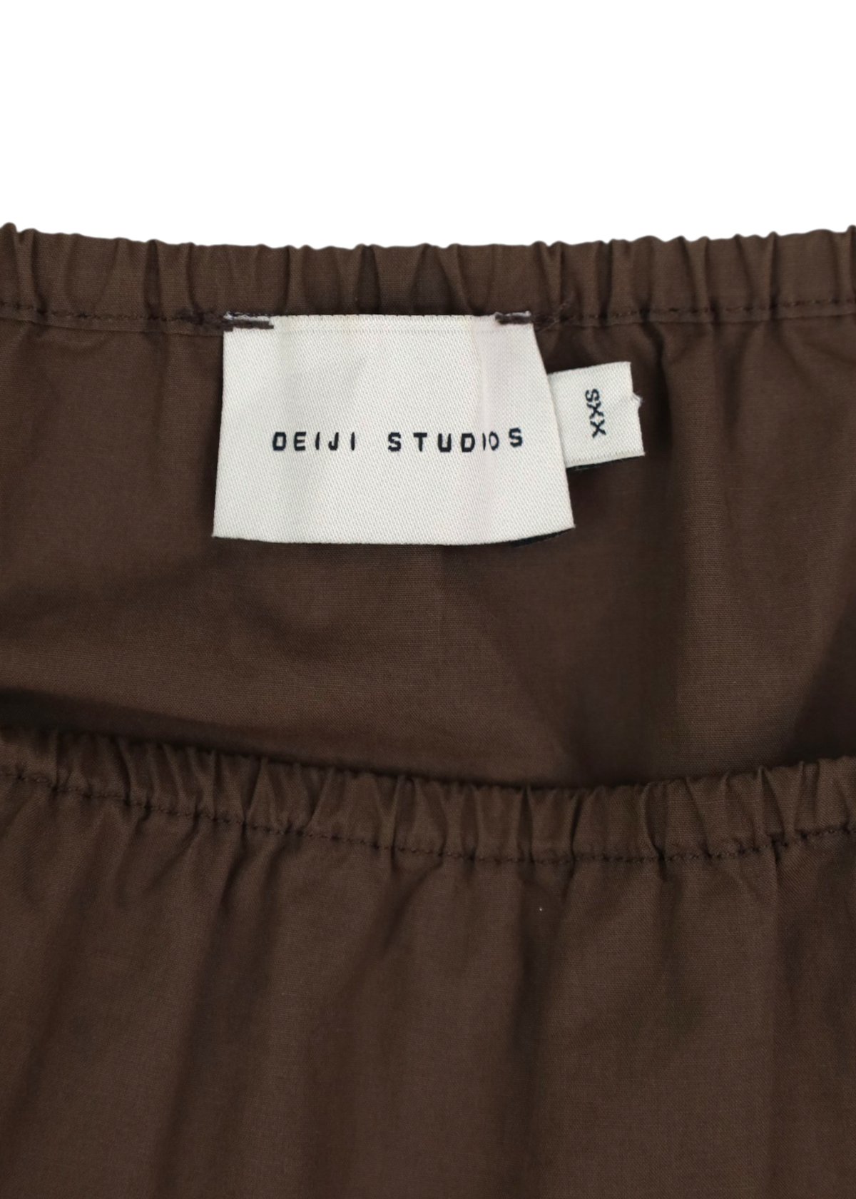 DEIJI STUDIOS Brown Cotton Drop Waist Button Midi Skirt