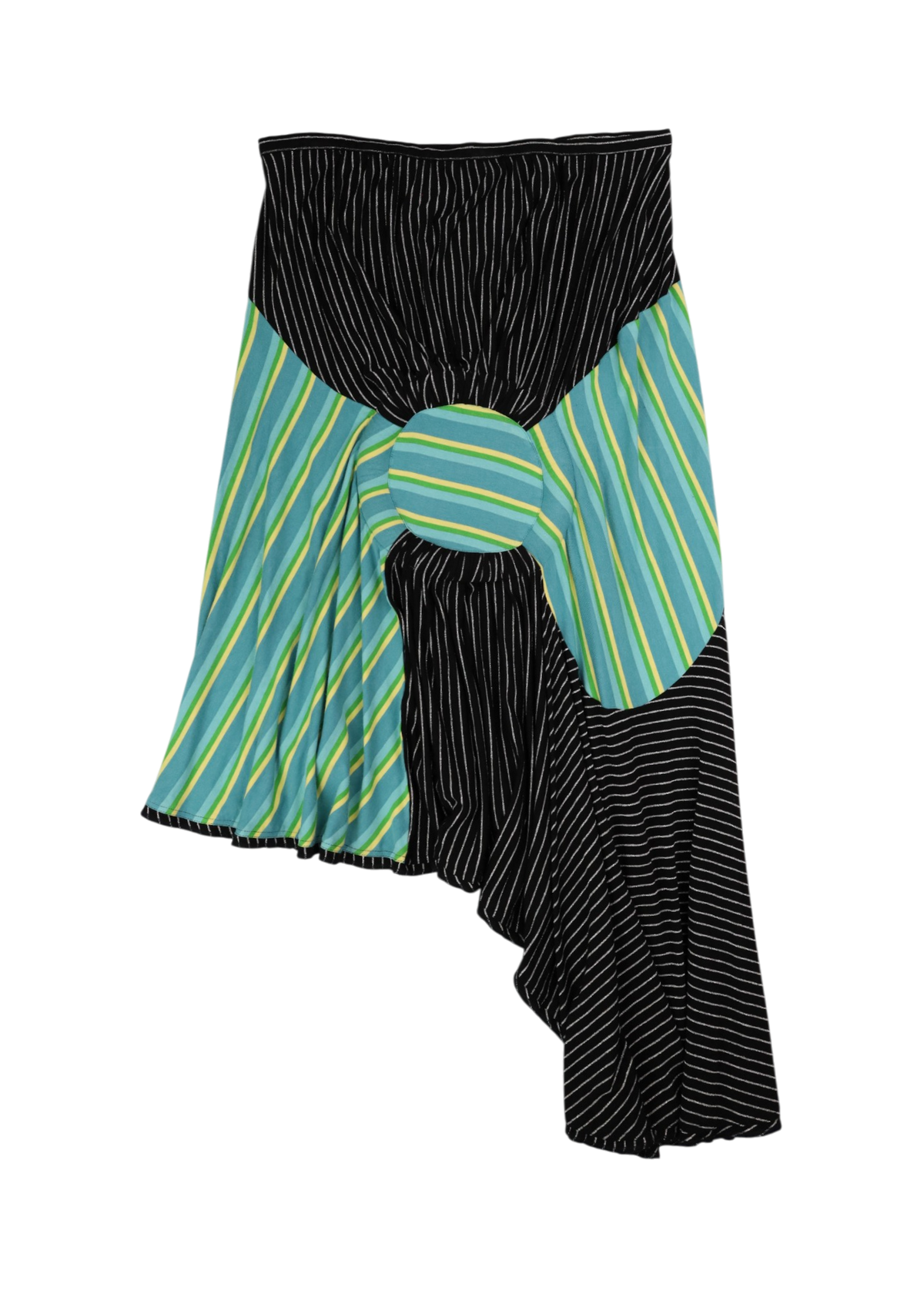 KIKO KOSTADINOV (AS IS) SS2020 Blue/Green/Black Stripe Foam Circle Midi Skirt