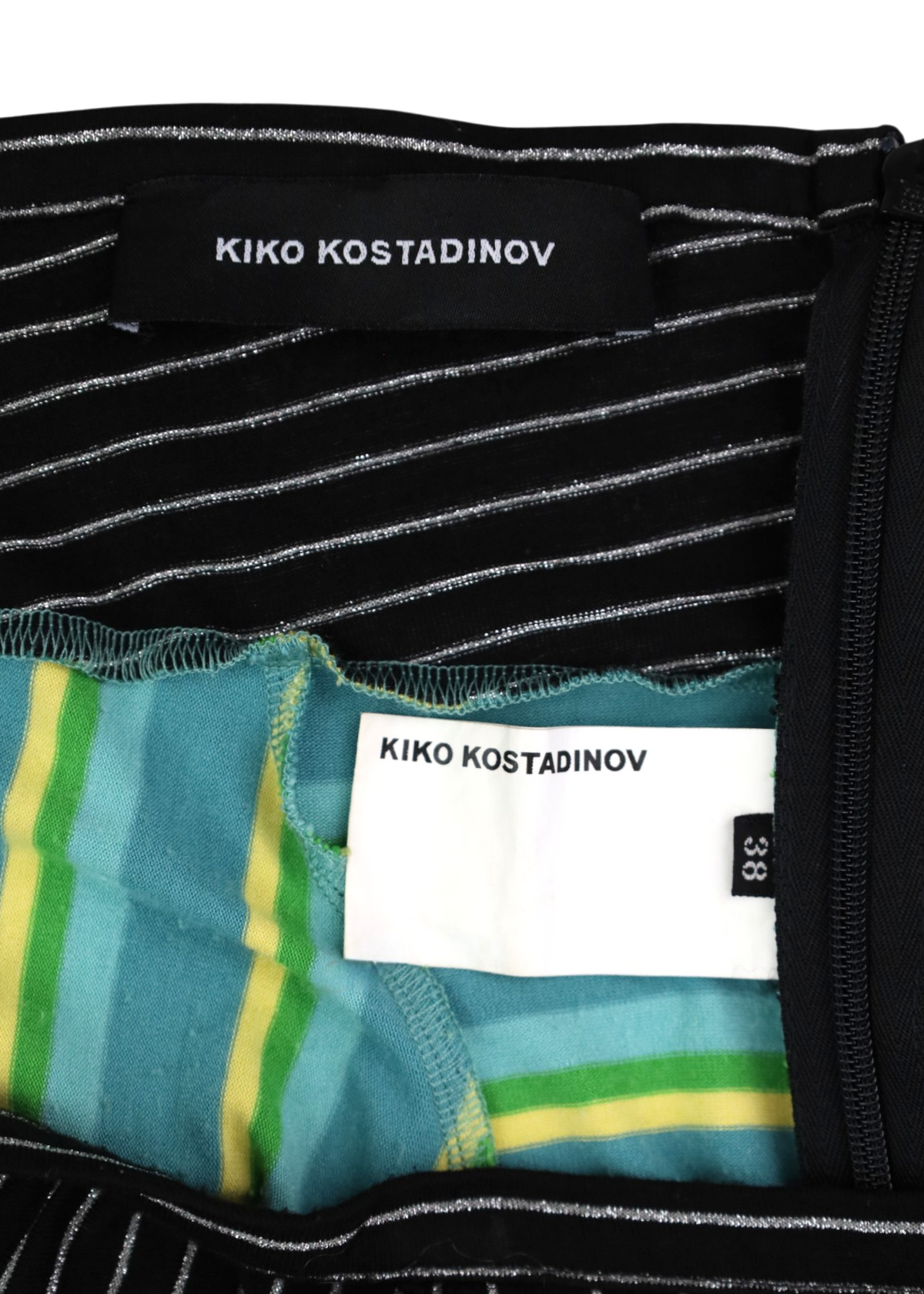 KIKO KOSTADINOV (AS IS) SS2020 Blue/Green/Black Stripe Foam Circle Midi Skirt