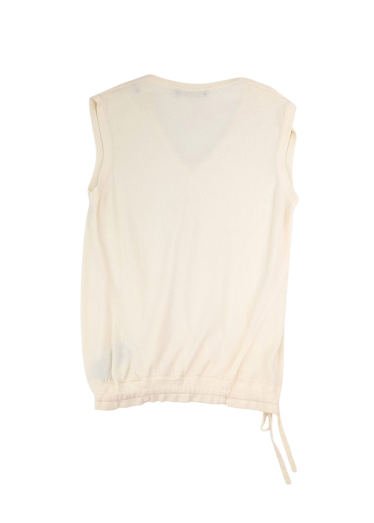 ERMENEGILDO ZEGNA Cream Wool V Neck Tie Waist Vest