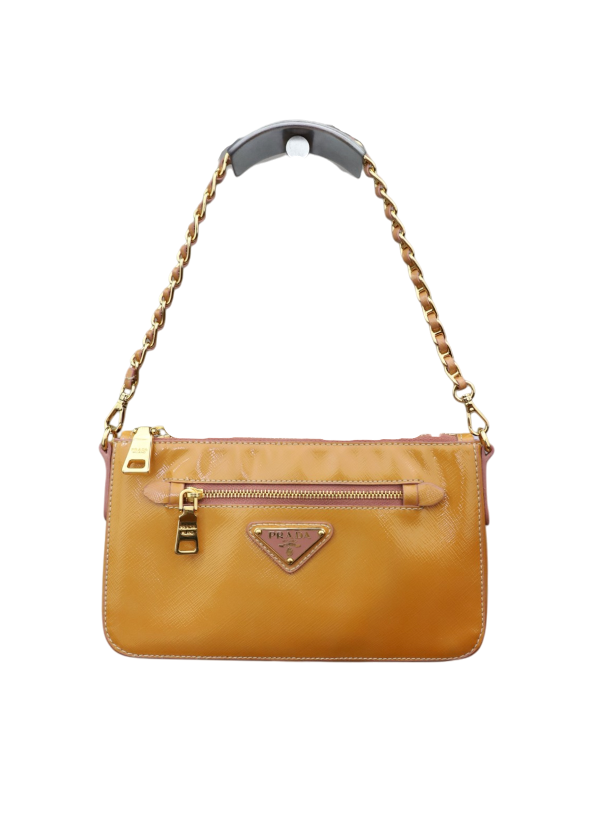 PRADA (AS IS) Yellow/Pink Patent Leather Gold Chain Bag