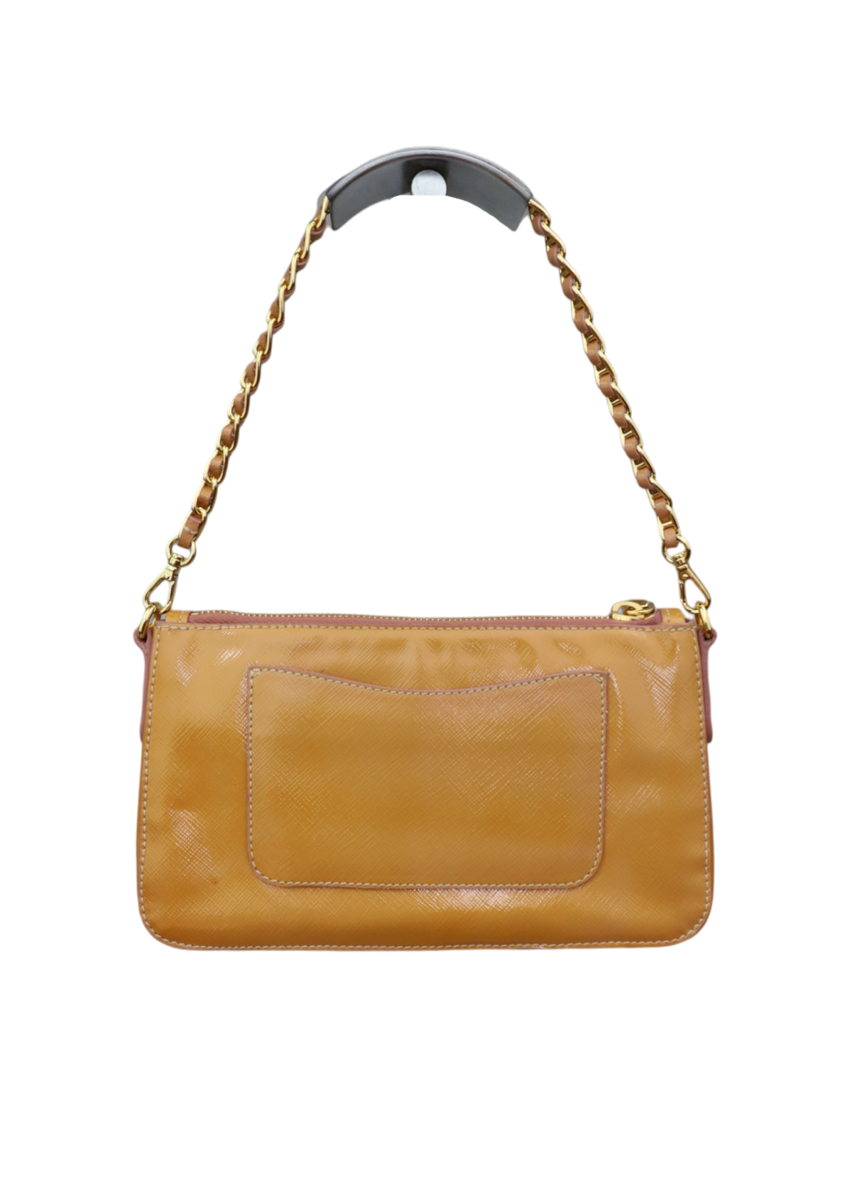 PRADA (AS IS) Yellow/Pink Patent Leather Gold Chain Bag