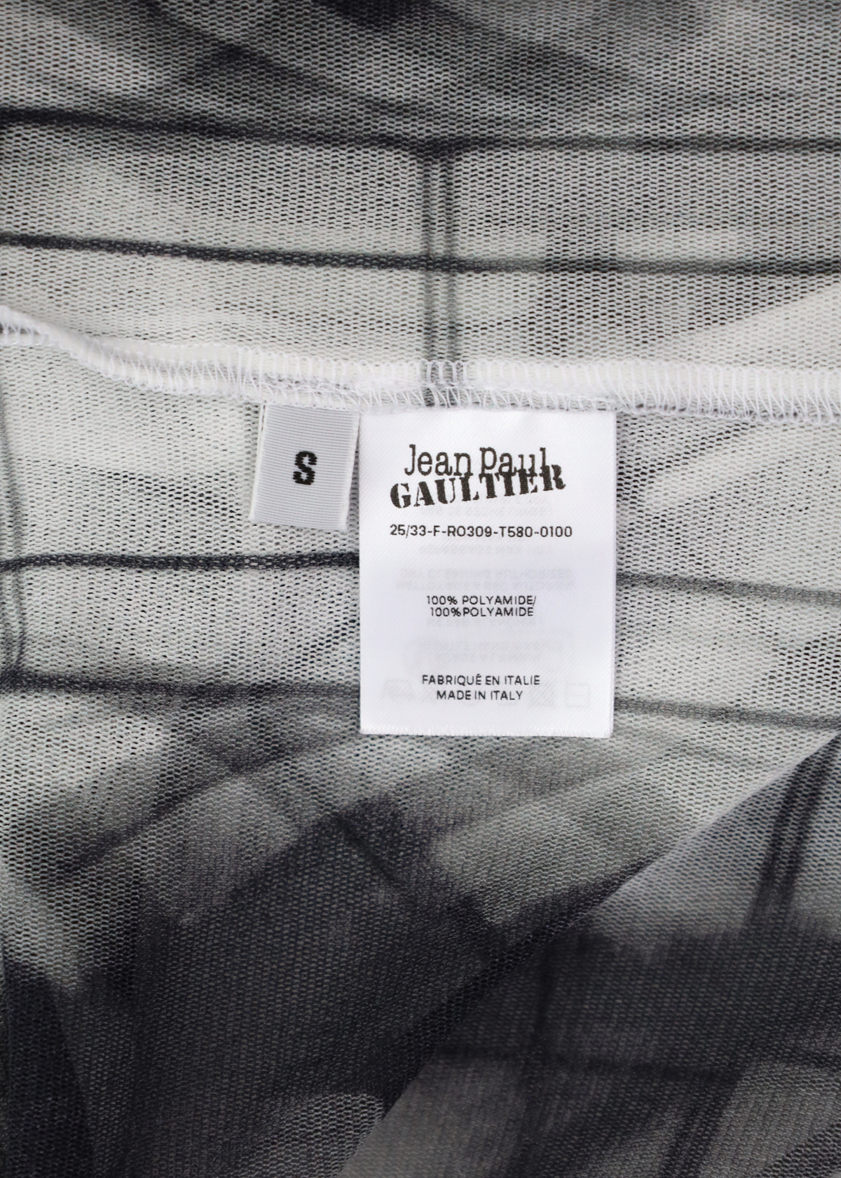 JEAN PAUL GAULTIER (NWT) 'Squeletor' White/Black X-Ray Mesh LS Maxi Dress