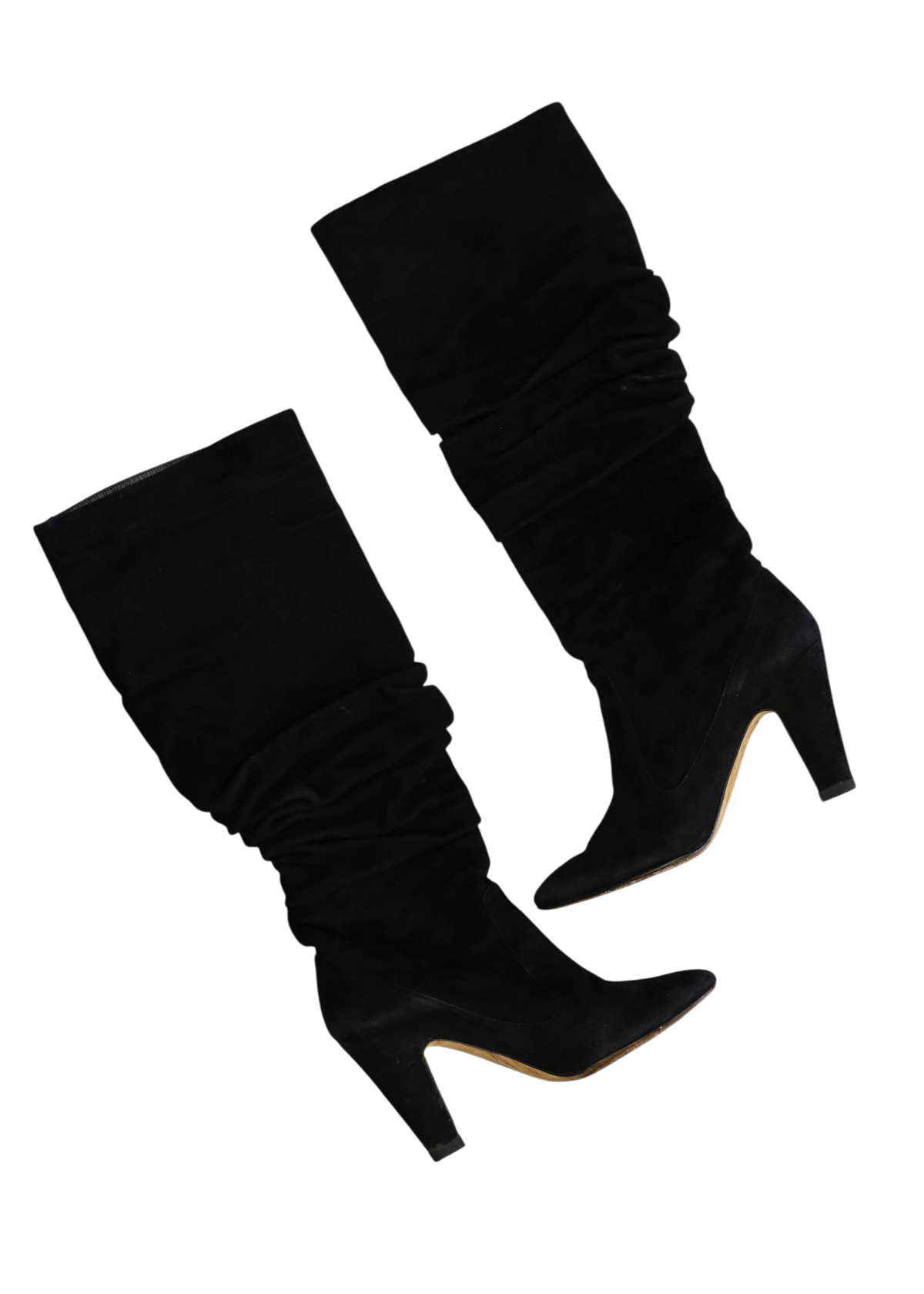 MANOLO BLAHNIK Calassohi 90 Black Suede Slouchy Knee High Boots