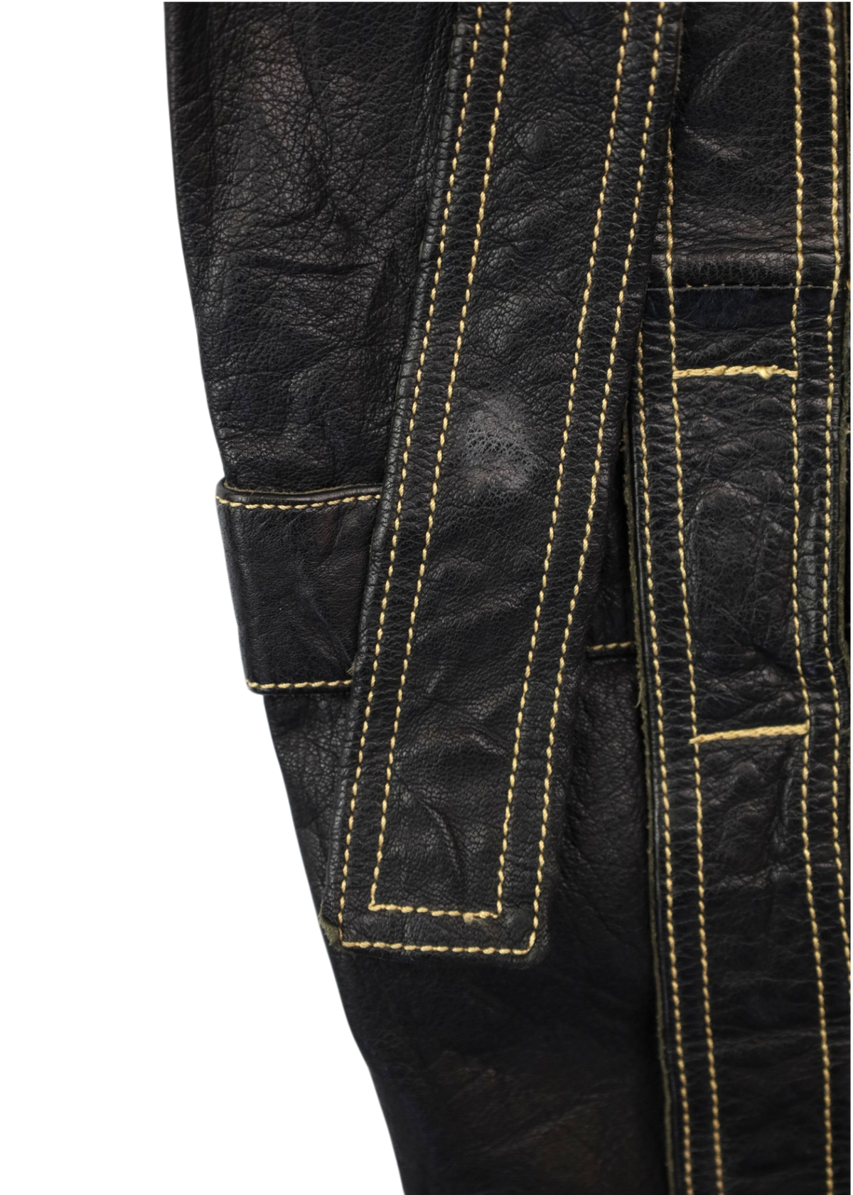 MARITHE FRANCOIS GIRBAUD (AS IS) Black Leather Buckle Straps Pants