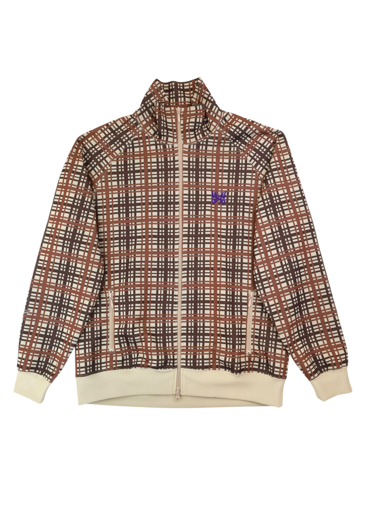NEEDLES Brown/Beige Check Double Zip Jacket
