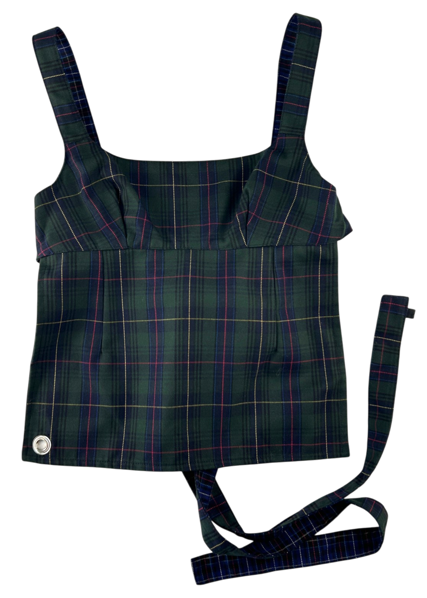 ITADAKI 'Obi' Tartan Reversible Tie Back Top