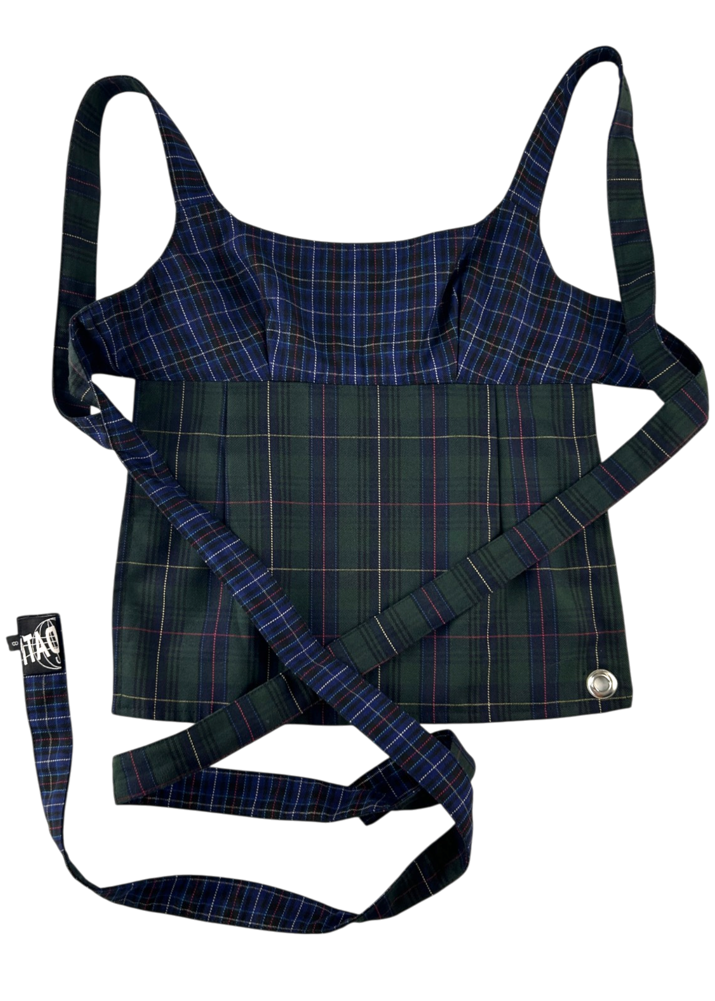 ITADAKI 'Obi' Tartan Reversible Tie Back Top