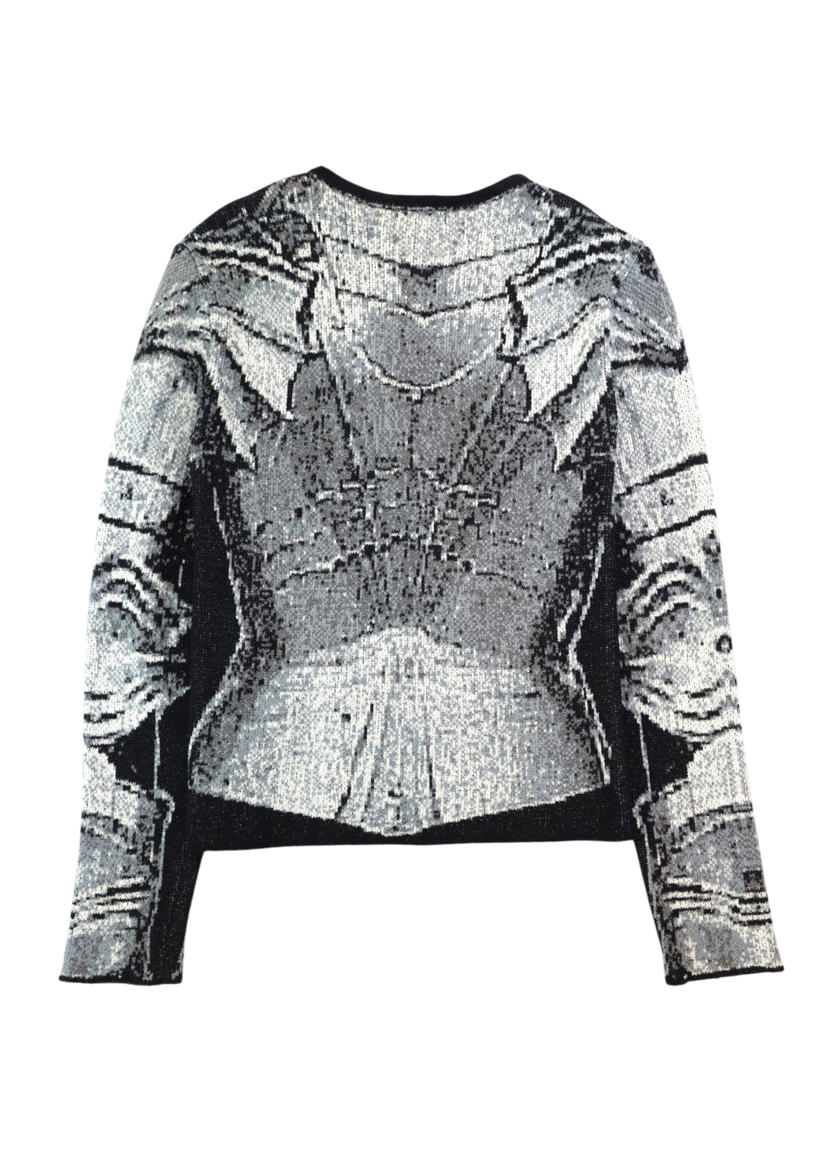 THUG AVE 'Warrior Knit' Black/Grey/White Armour Intarsia Jumper