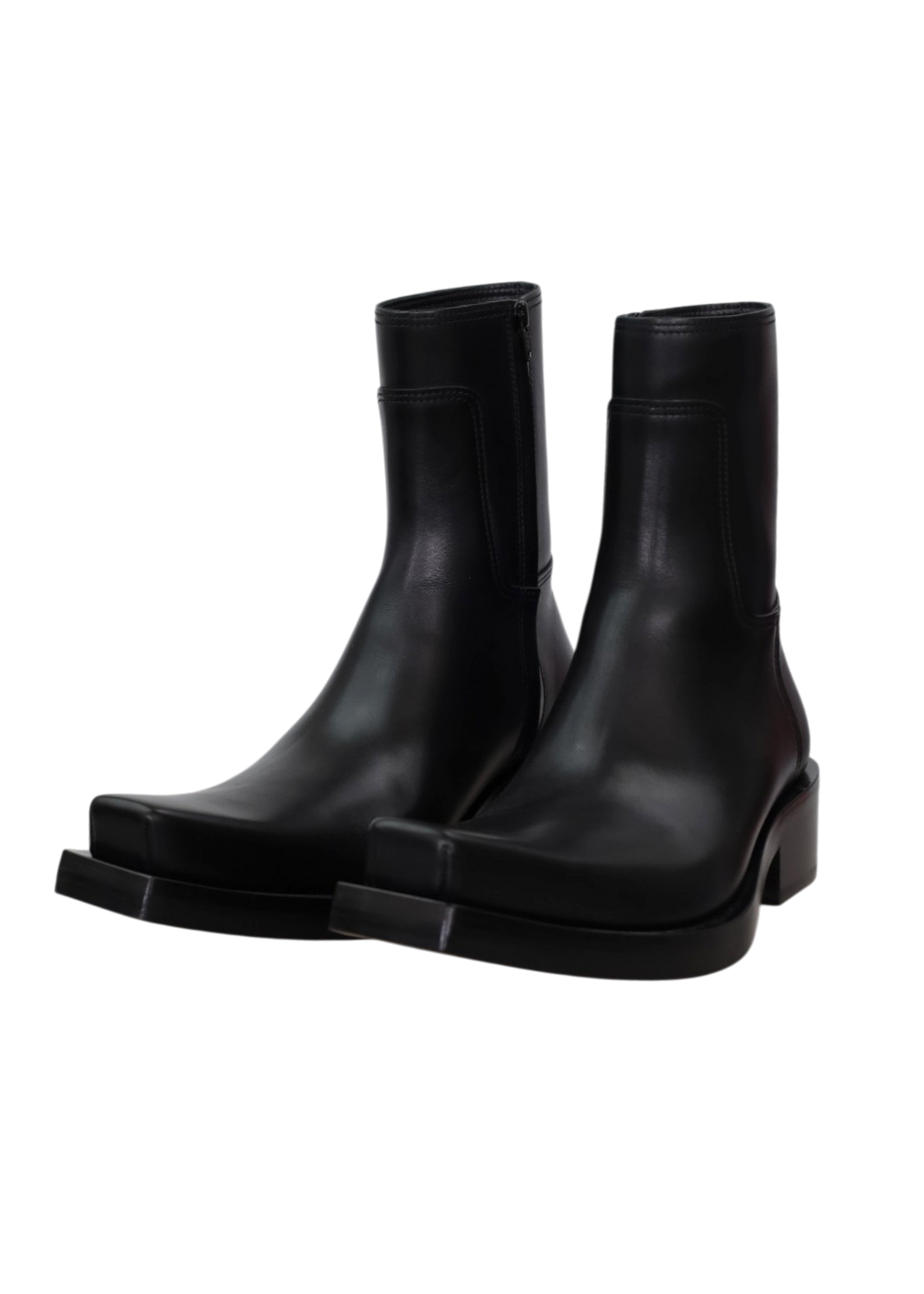 BALENCIAGA Black Leather 'Santiago' Boots W Box