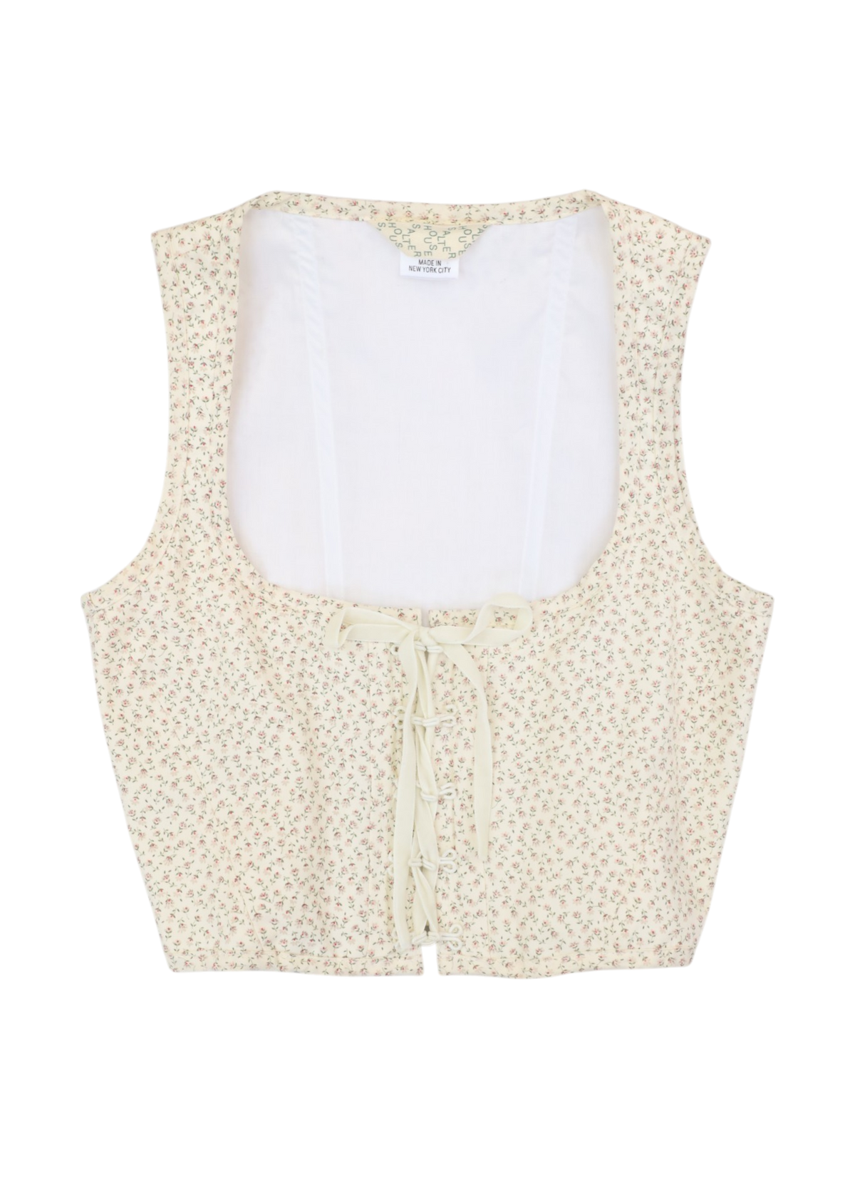 SALTER HOUSE Cream Micro Floral Print Corset Top