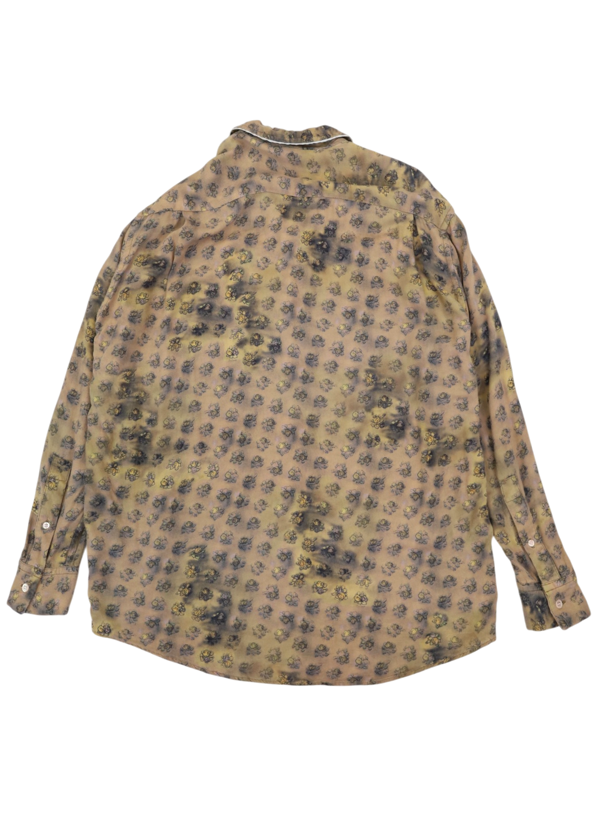 ACNE STUDIOS Beige Rose Print Contrast Trim Button Up