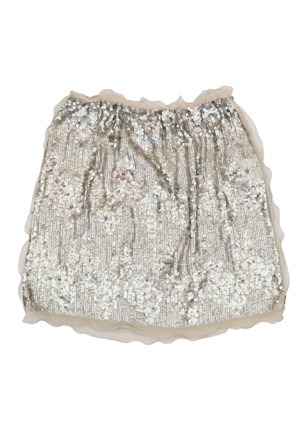 FENDI 'Gonna Skirt' Silver Silk Chiffon Sequin Mini Skirt