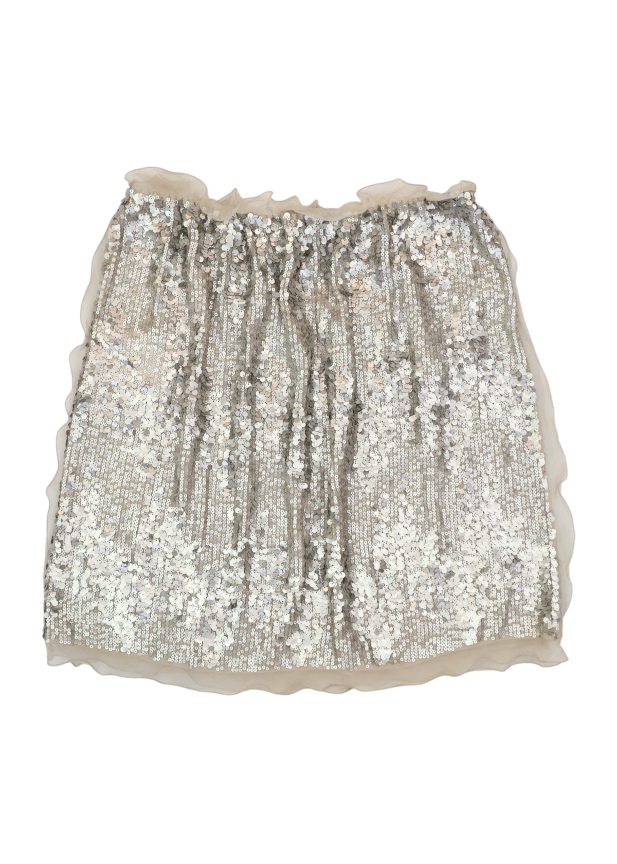 FENDI 'Gonna Skirt' Silver Silk Chiffon Sequin Mini Skirt