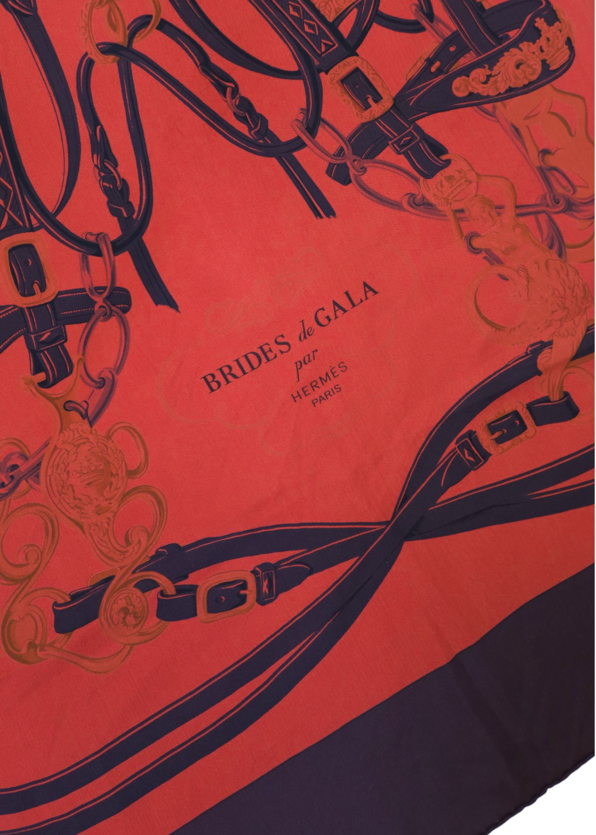 HERMES Red/Burgundy 'Brides de Gala' Dip Dye Silk Twill Scarf