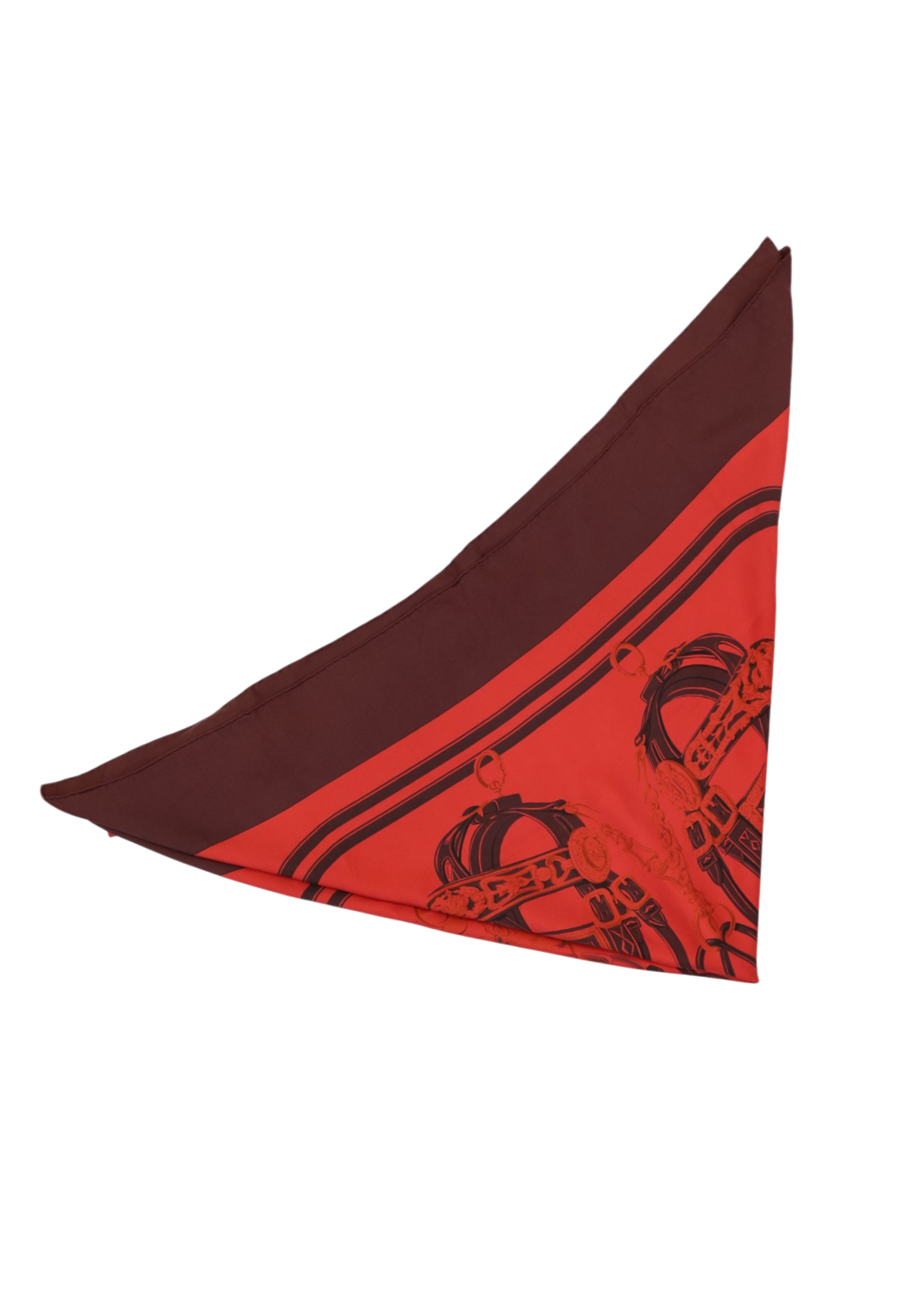 HERMES Red/Burgundy 'Brides de Gala' Dip Dye Silk Twill Scarf