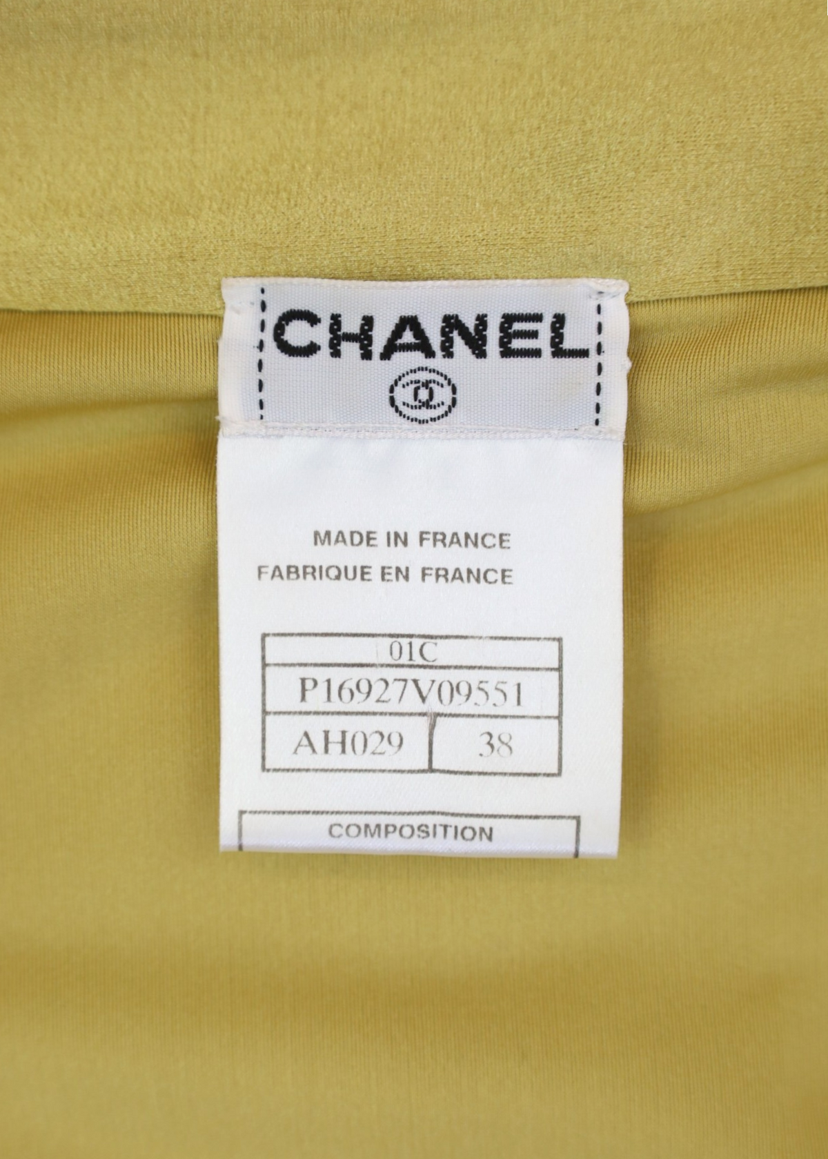 CHANEL (AS IS) Gold Spandex Zip Up Crop Top