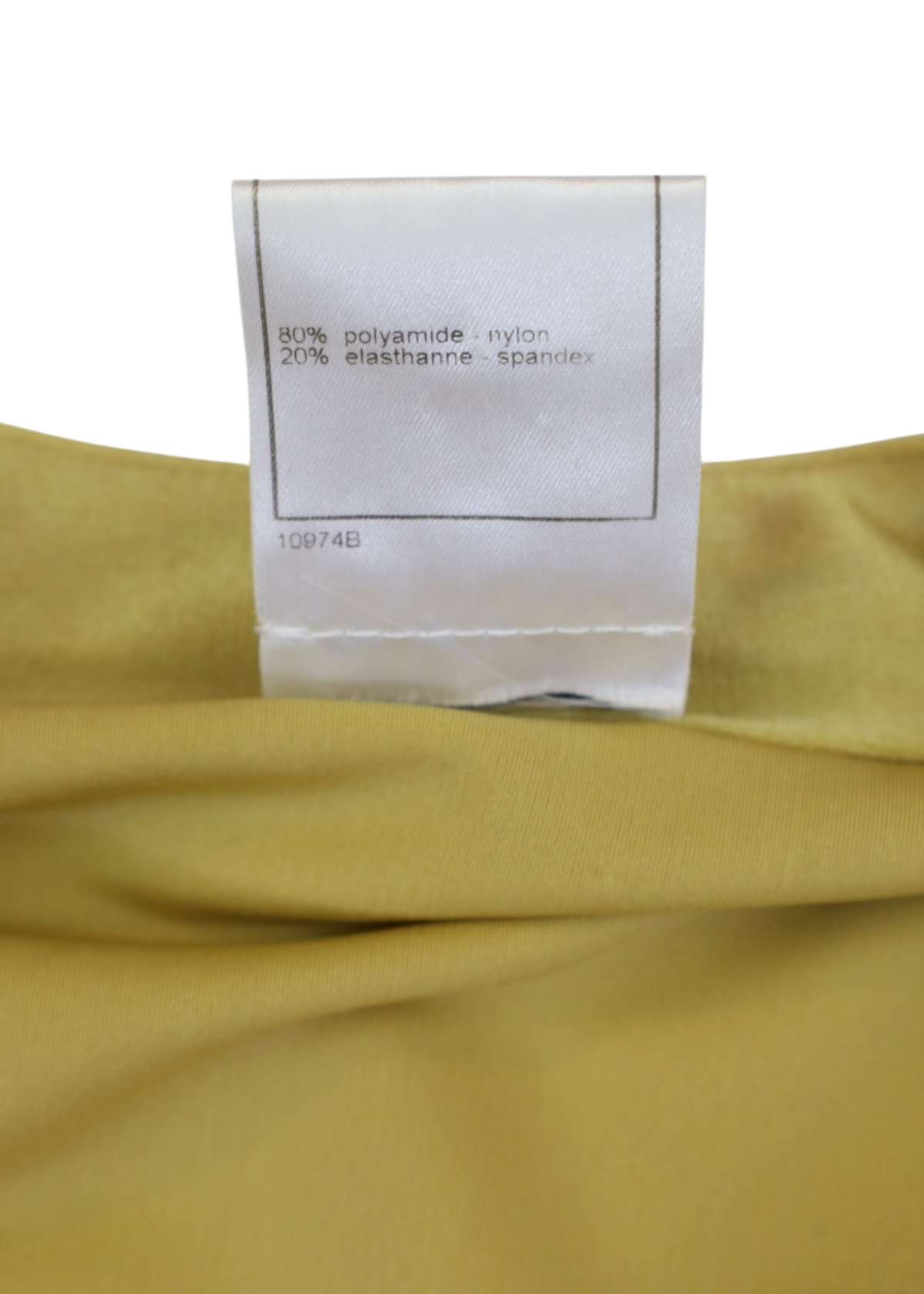CHANEL (AS IS) Gold Spandex Zip Up Crop Top