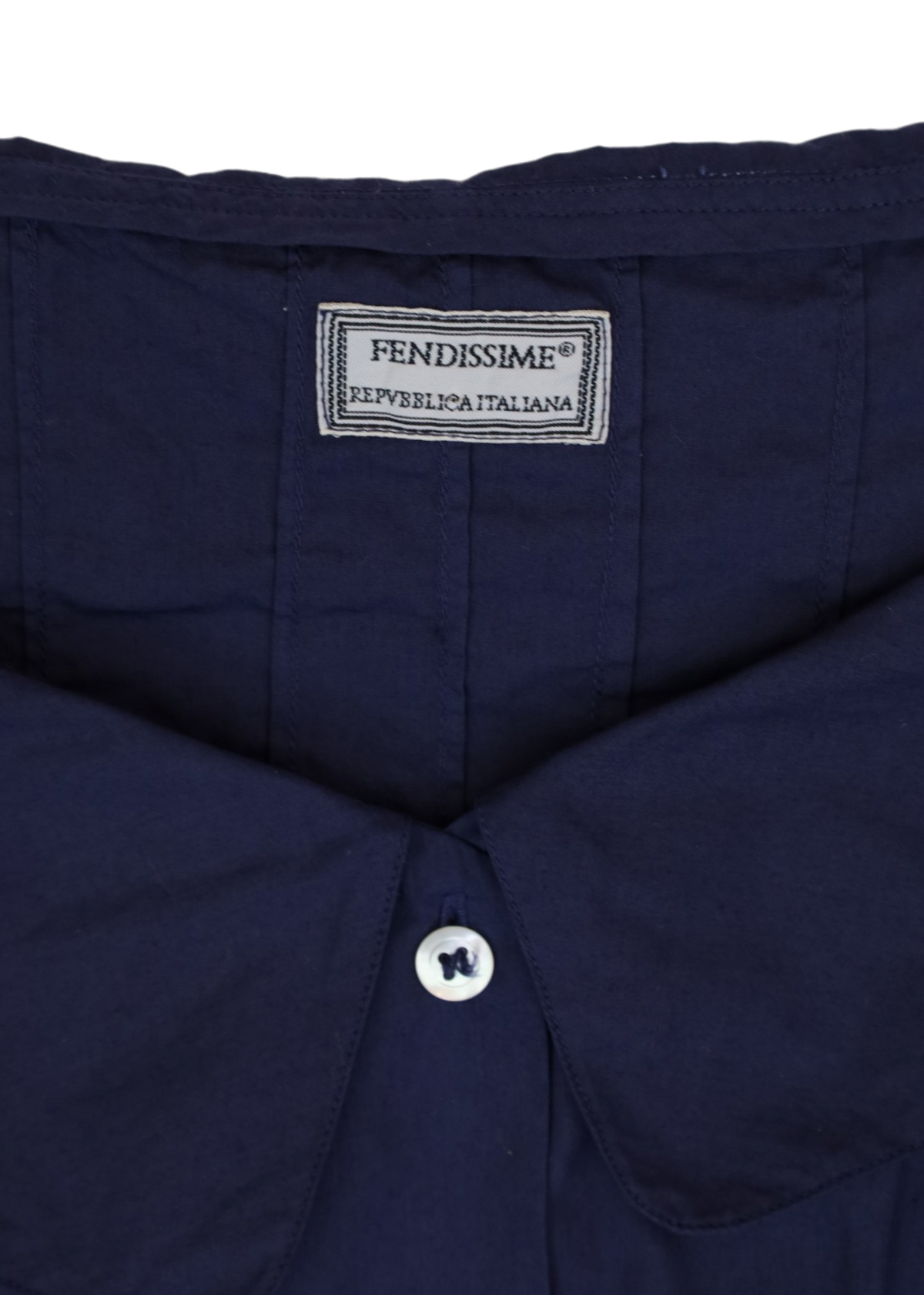 FENDISSIME BY FENDI (AS IS) Navy Cotton Pin Tuck Wide Collar Mini Dress