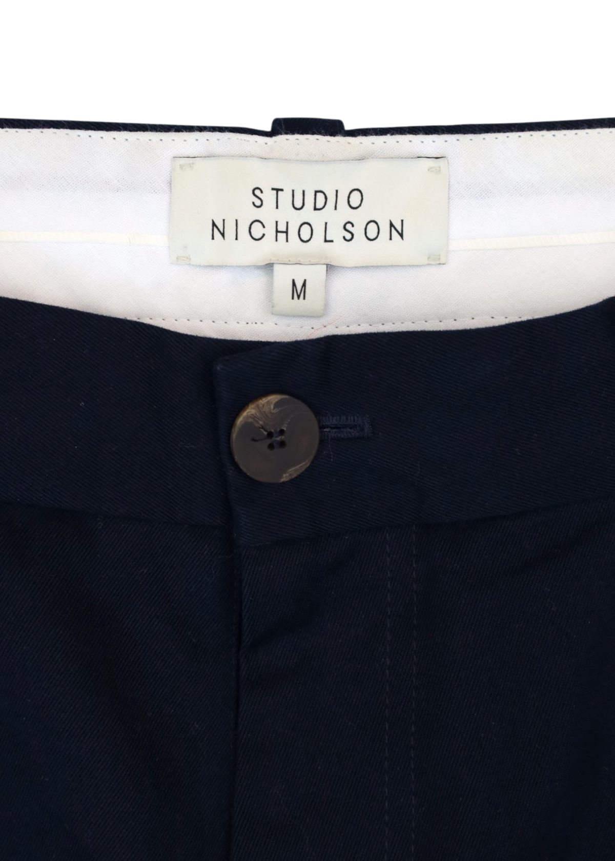 STUDIO NICHOLSON Navy Cotton Pleated Barrel Leg Pants