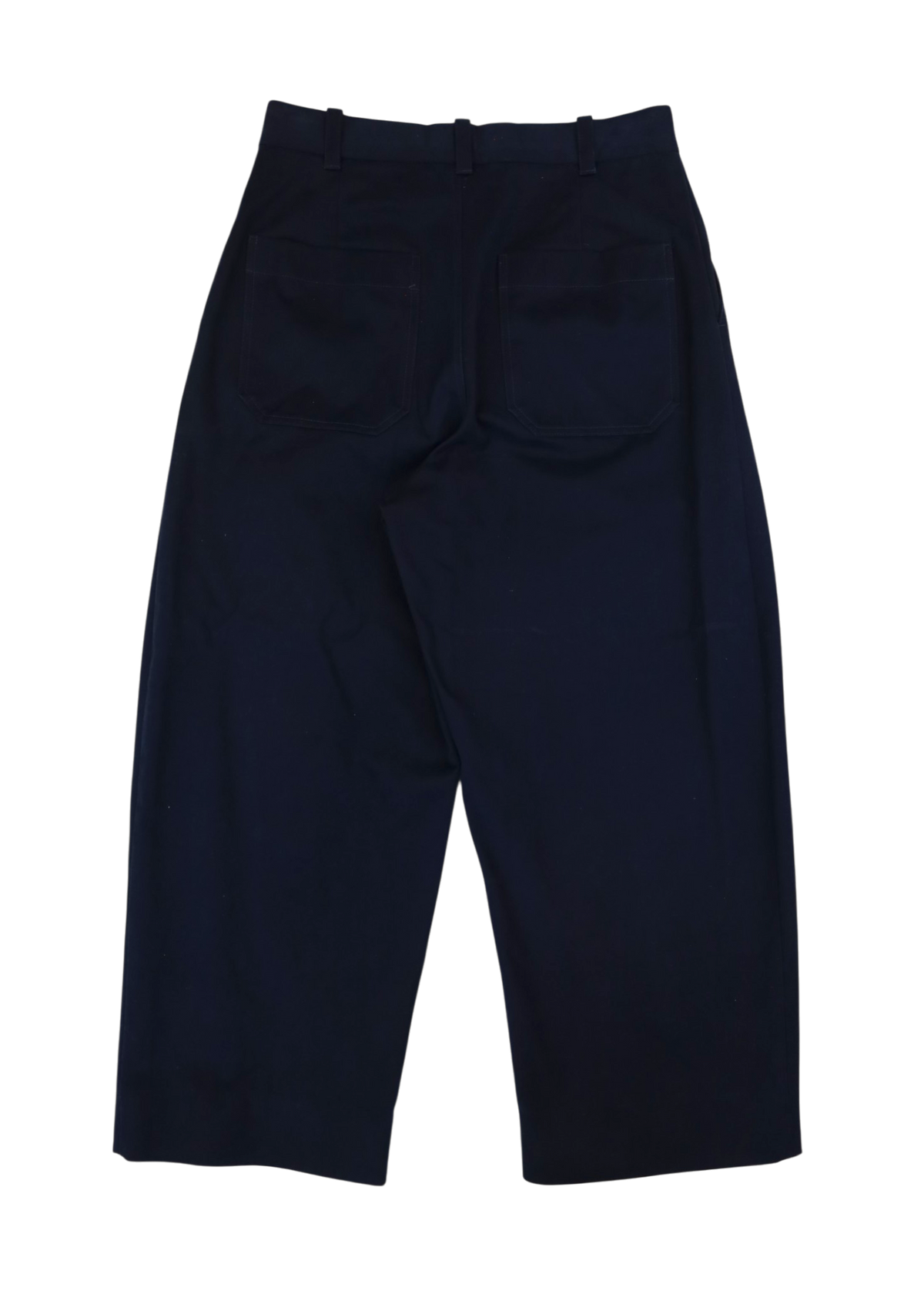 STUDIO NICHOLSON Navy Cotton Pleated Barrel Leg Pants